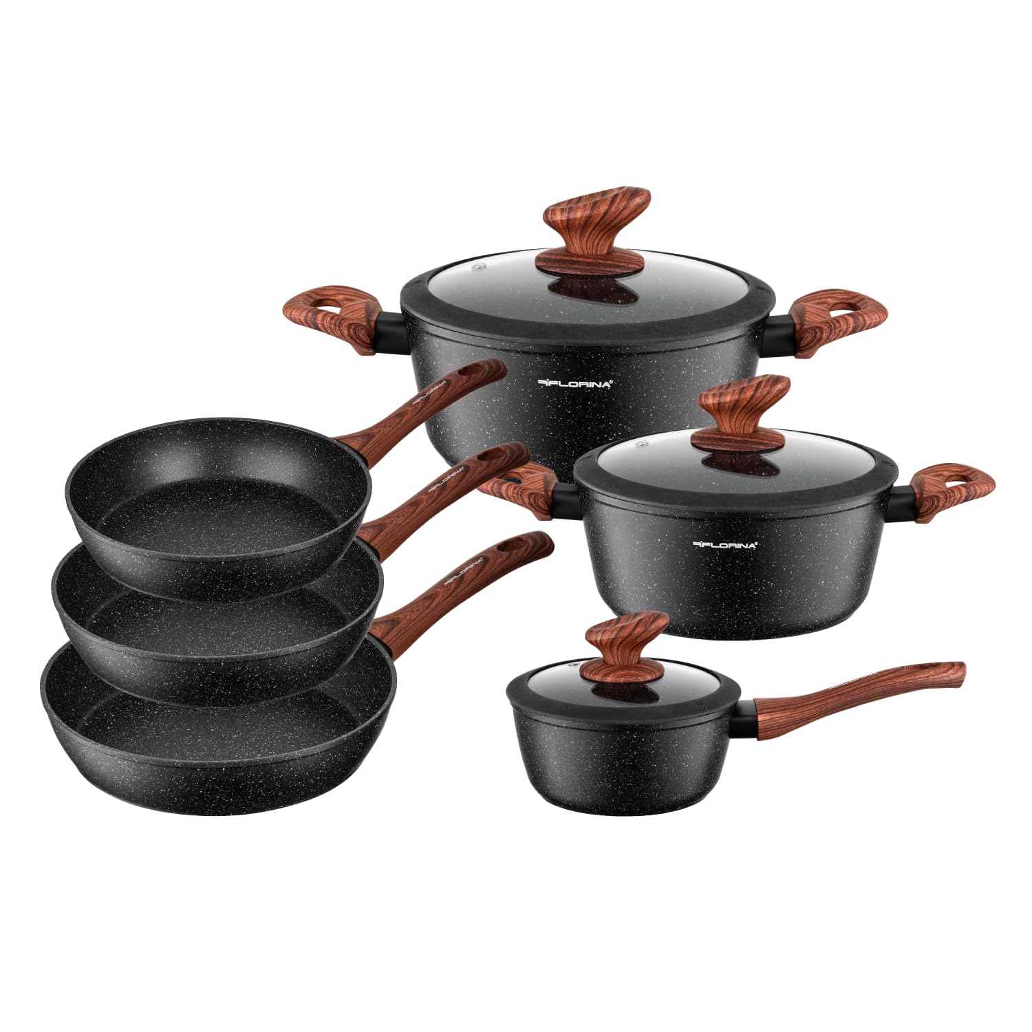 Florina MASTER BLACK Set Pentole e Padelle 6 Pezzi