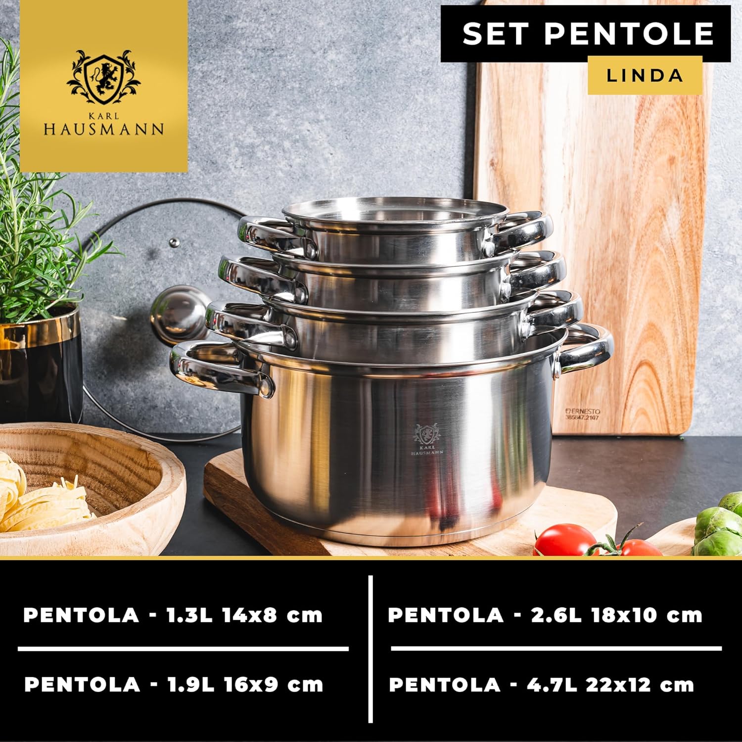 Karl Hausmann Set di Pentole Induzione 4 Pezzi - immagine 2