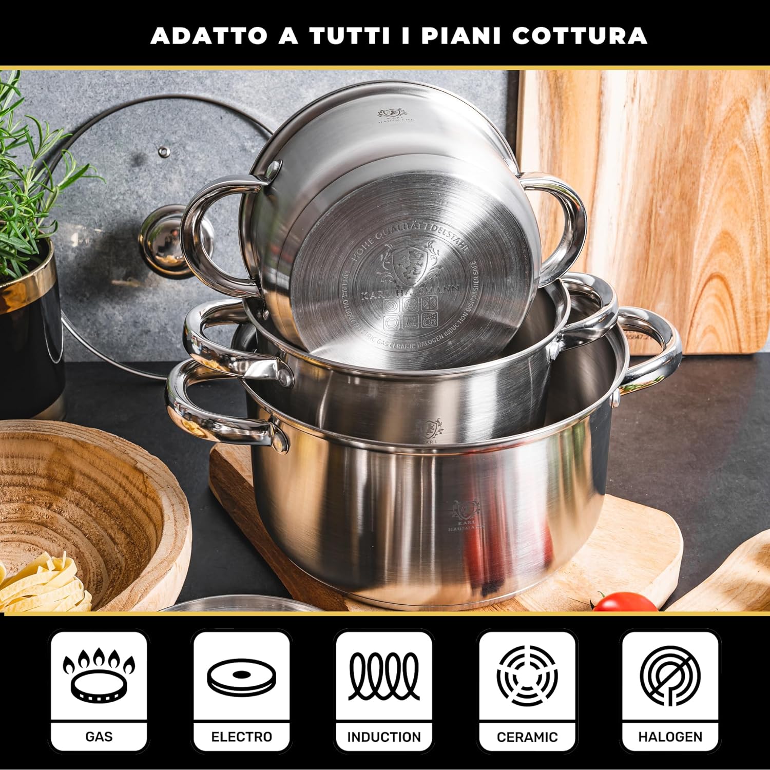 Karl Hausmann Set di Pentole Induzione 4 Pezzi - immagine 3