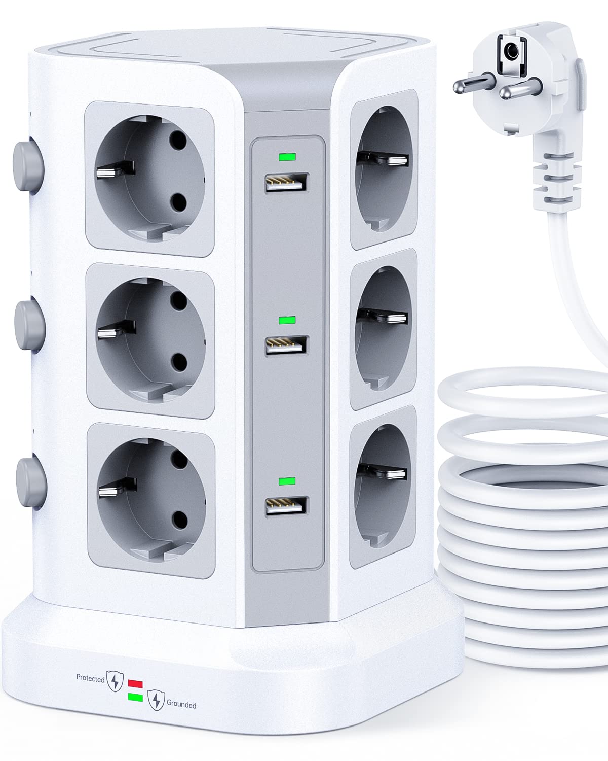 Koosla Multipresa Verticale 4000W con 12 Prese e 6 USB