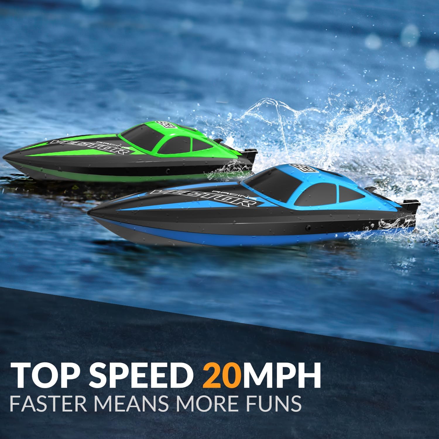 VOLANTEXRC Barca Telecomandata Impermeabile 2,4GHz, Blu - immagine 2