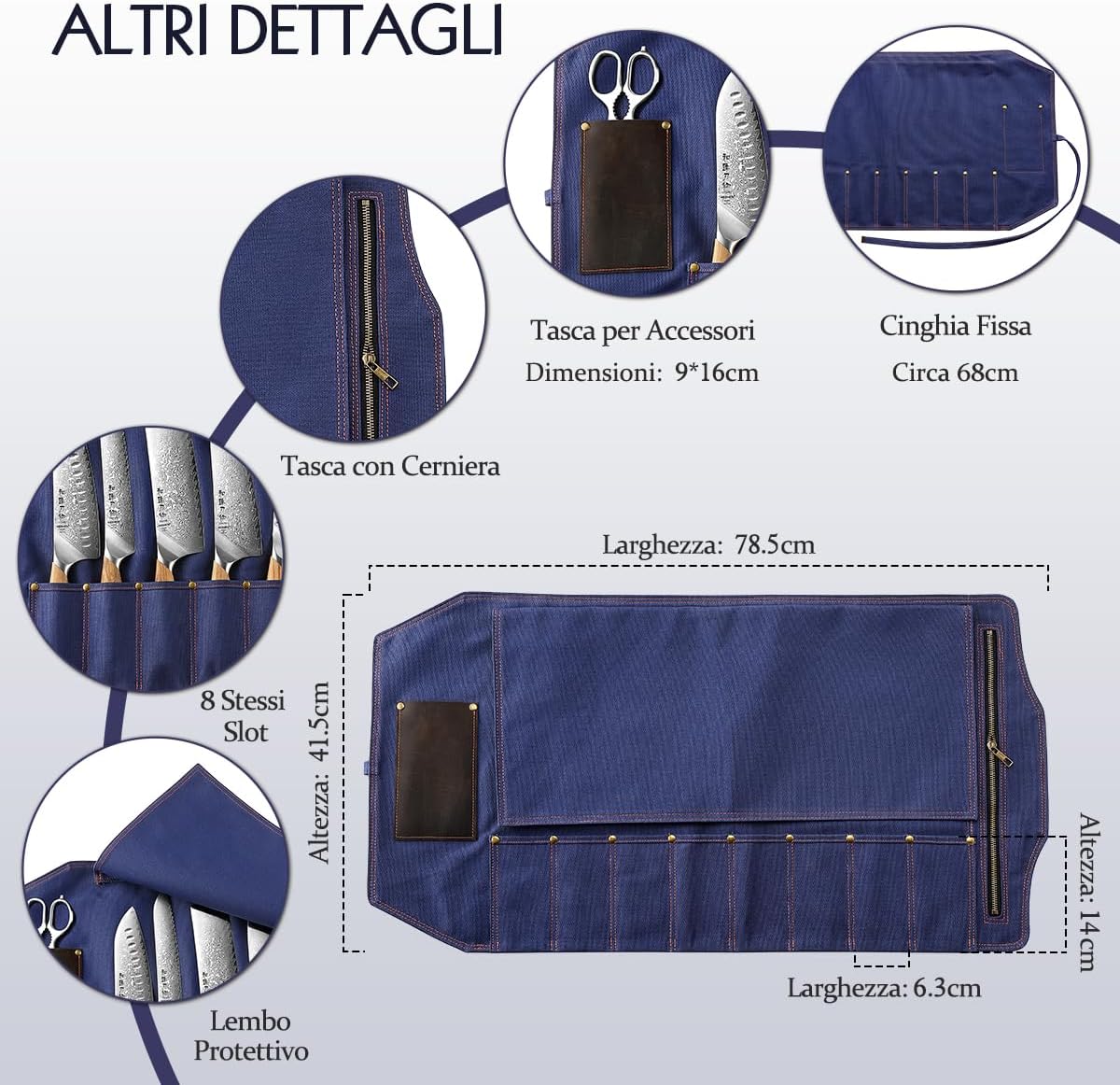 HEZHEN Chef Rotolo di Coltello Borsa per Coltelli - immagine 3