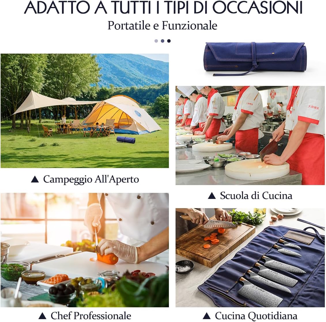 HEZHEN Chef Rotolo di Coltello Borsa per Coltelli - immagine 7