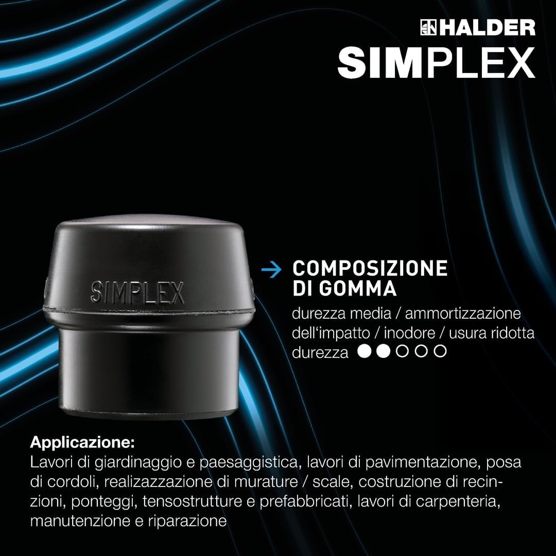 Halder WHA3002080 - Mazzuolo Simplex in gomma, 80 mm - immagine 7