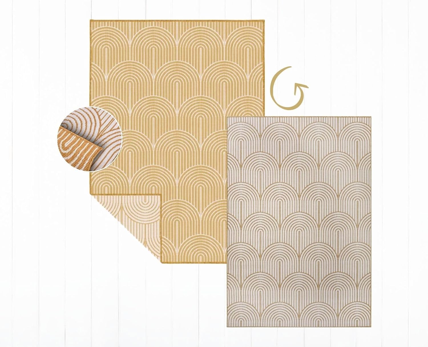 Hanse Home Pangli - Tappeto Esterni Boho Scandinavo, Ocra - immagine 4