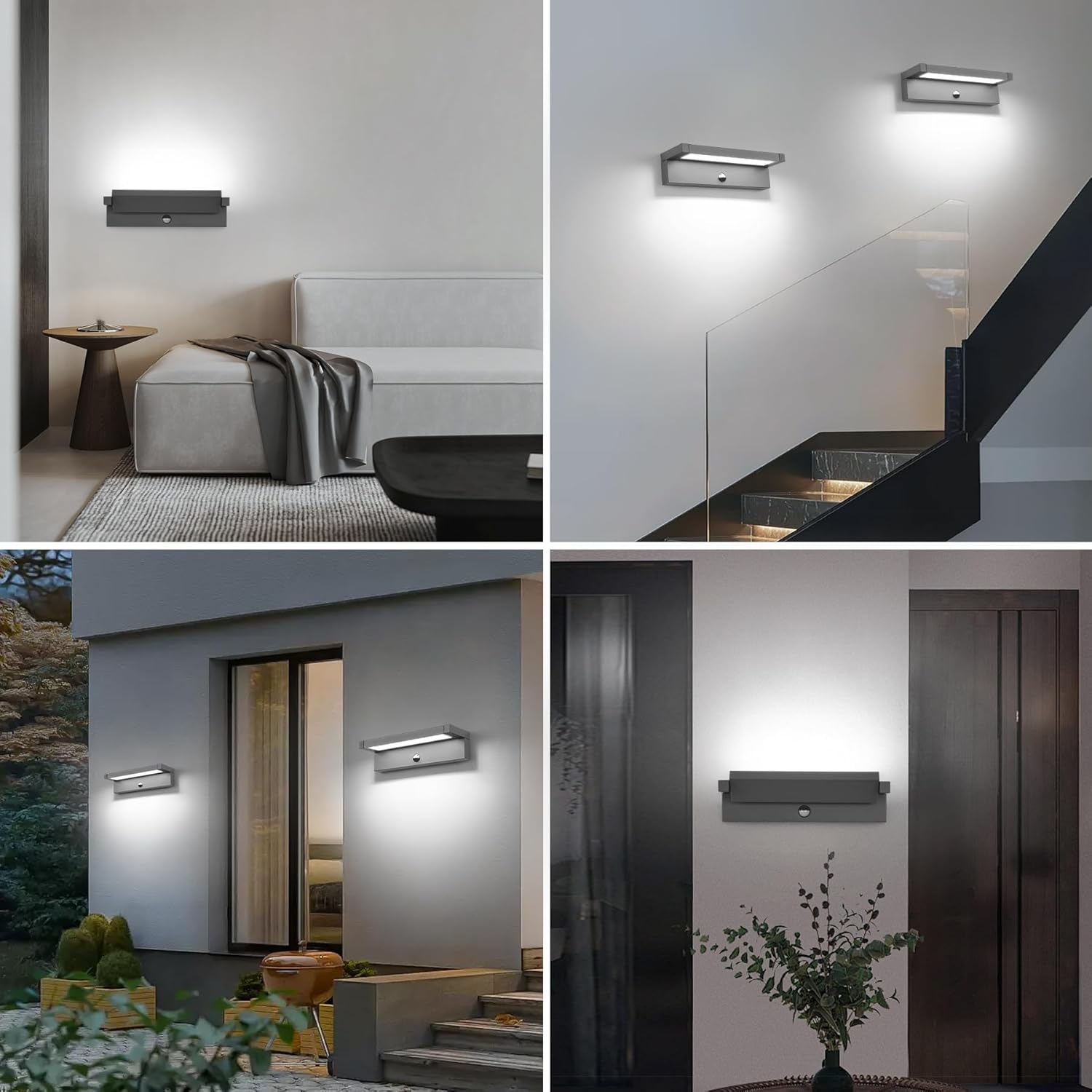 Applique da Esterno con Sensore di Movimento 36W, Grigio Scuro - immagine 3