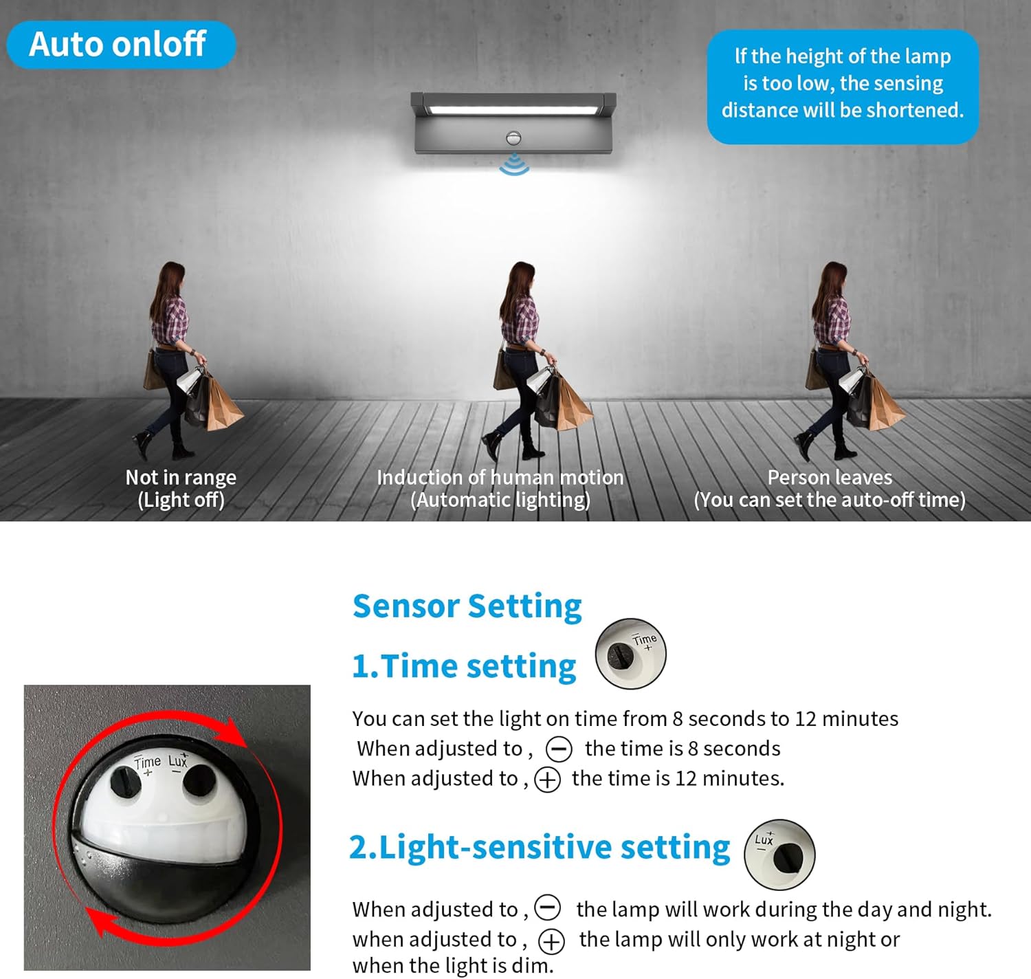 Applique da Esterno con Sensore di Movimento 36W, Grigio Scuro - immagine 4