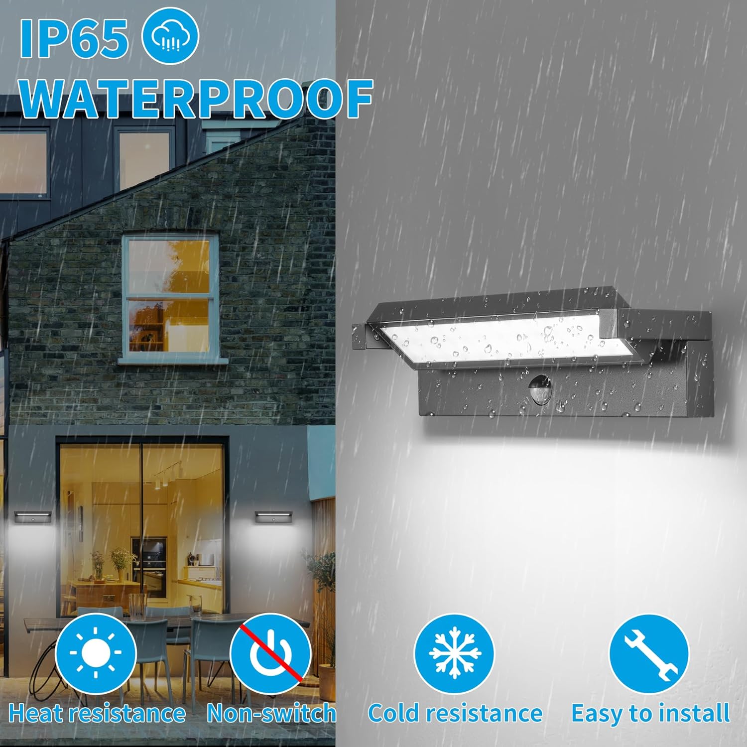 Applique da Esterno con Sensore di Movimento 36W, Grigio Scuro - immagine 6