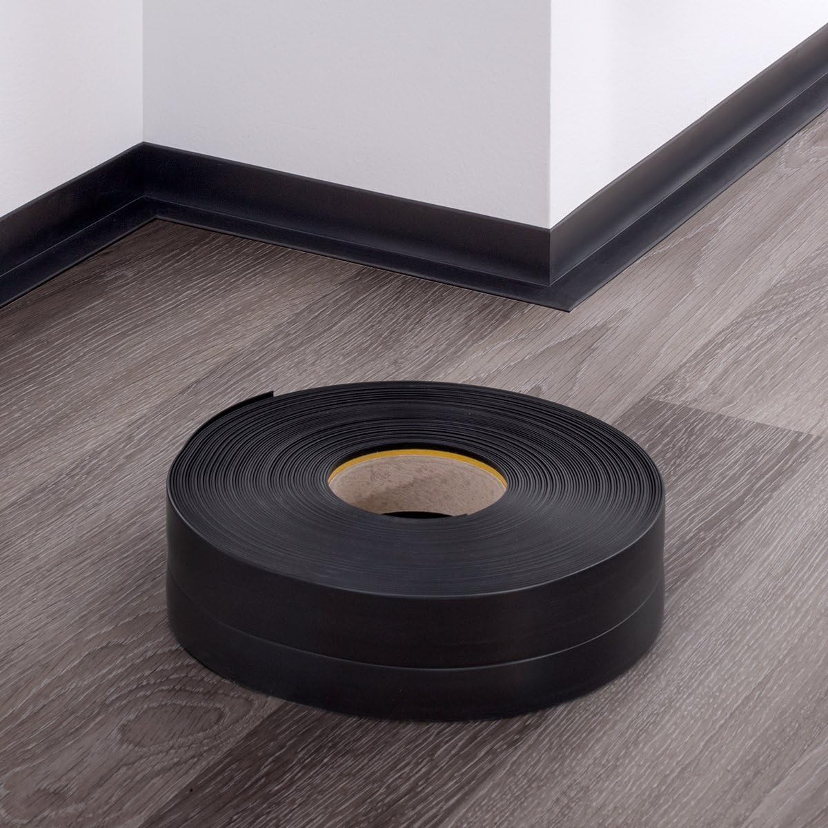 Holzbrink Battiscopa Adesivo PVC 50x20mm, 25m, Nero