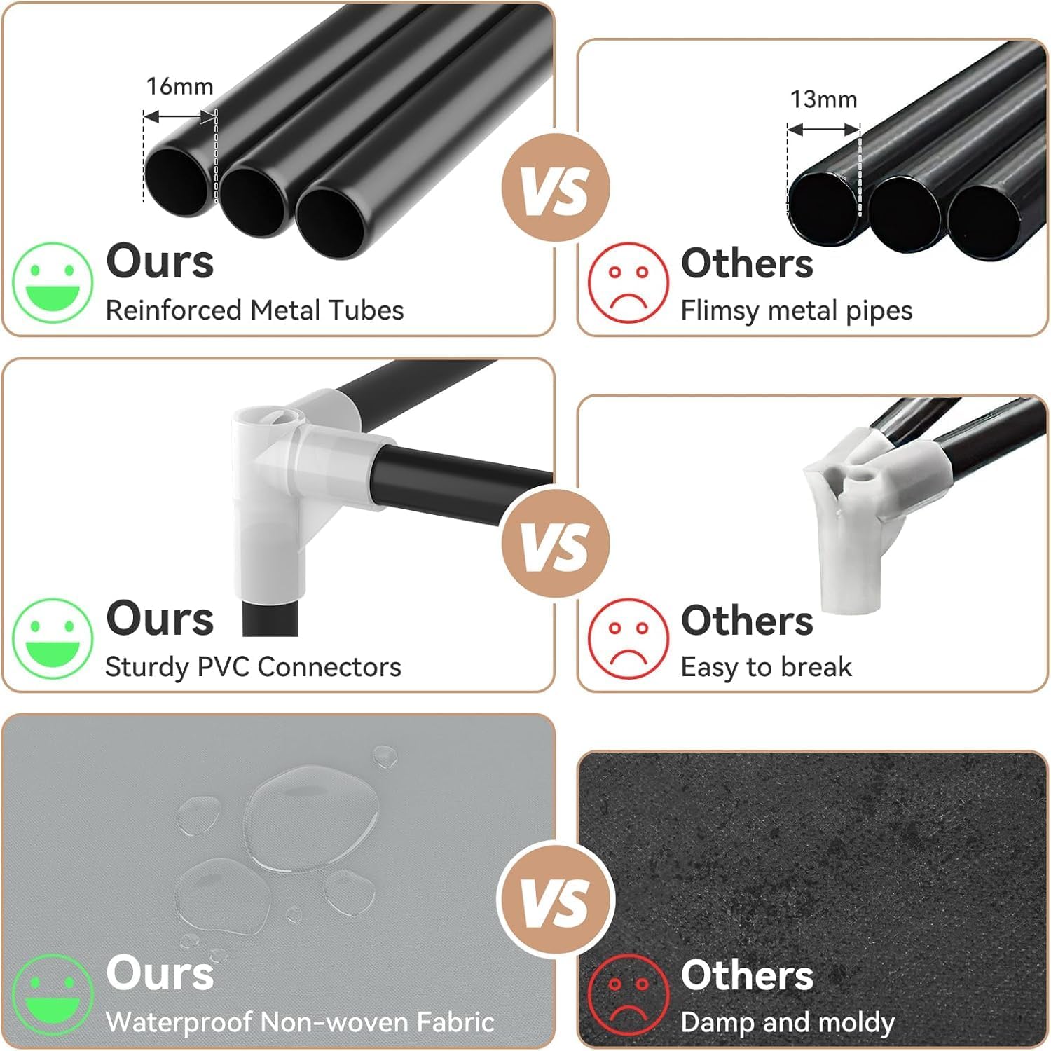 Vicye Guardaroba in Tessuto Pieghevole, Grigio - immagine 5