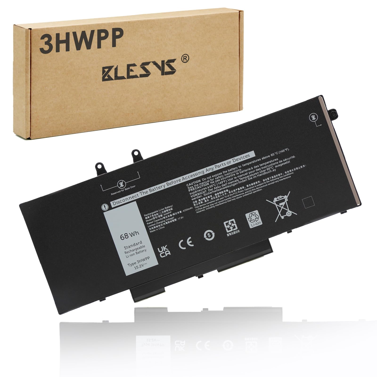 Blesys 3HWPP Batteria 68Wh per Dell Precision/Latitude/Inspiron
