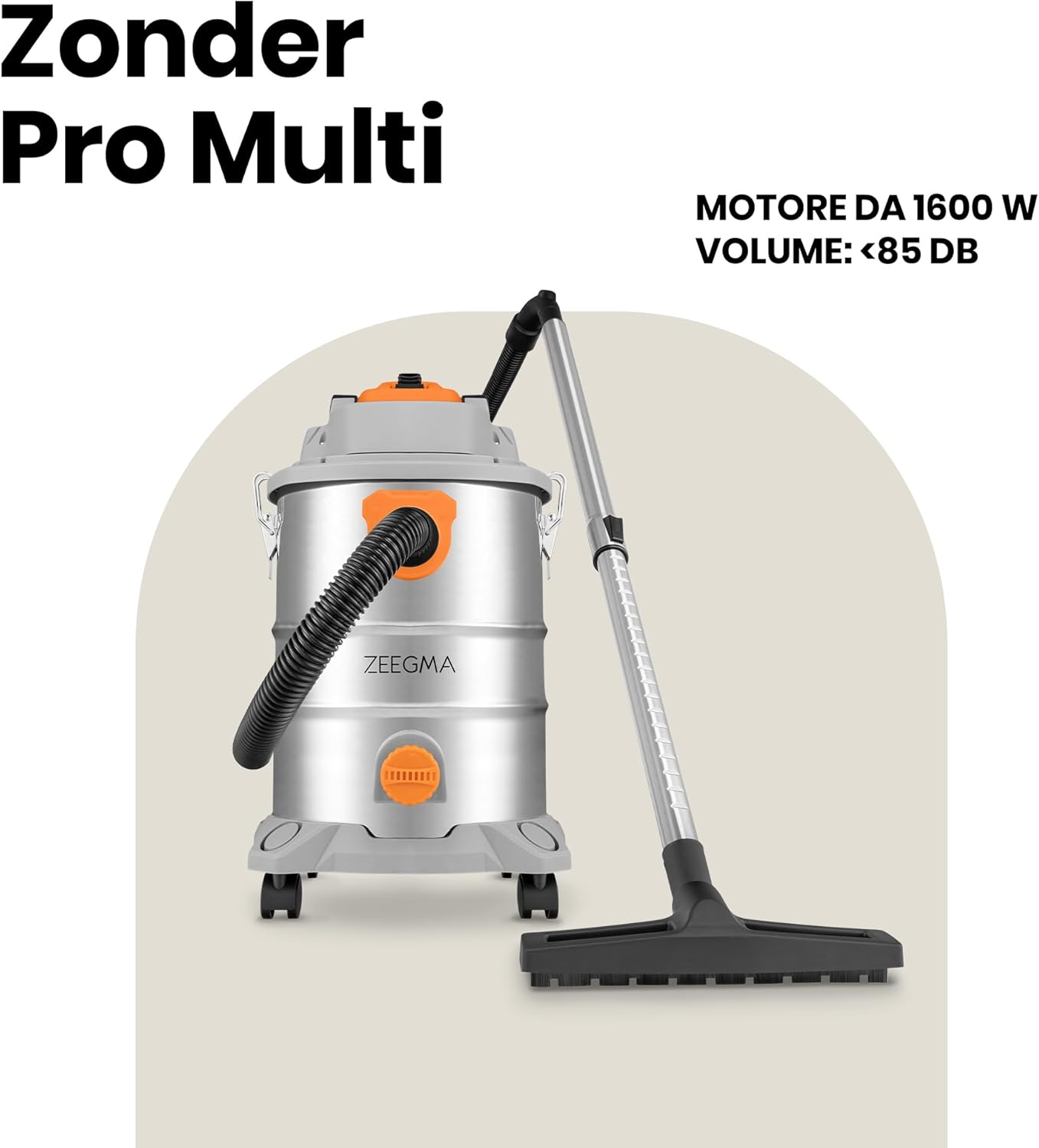 Zeegma ZONDER PRO MULTI Aspiratore Solidi e Liquidi 1600W - immagine 2