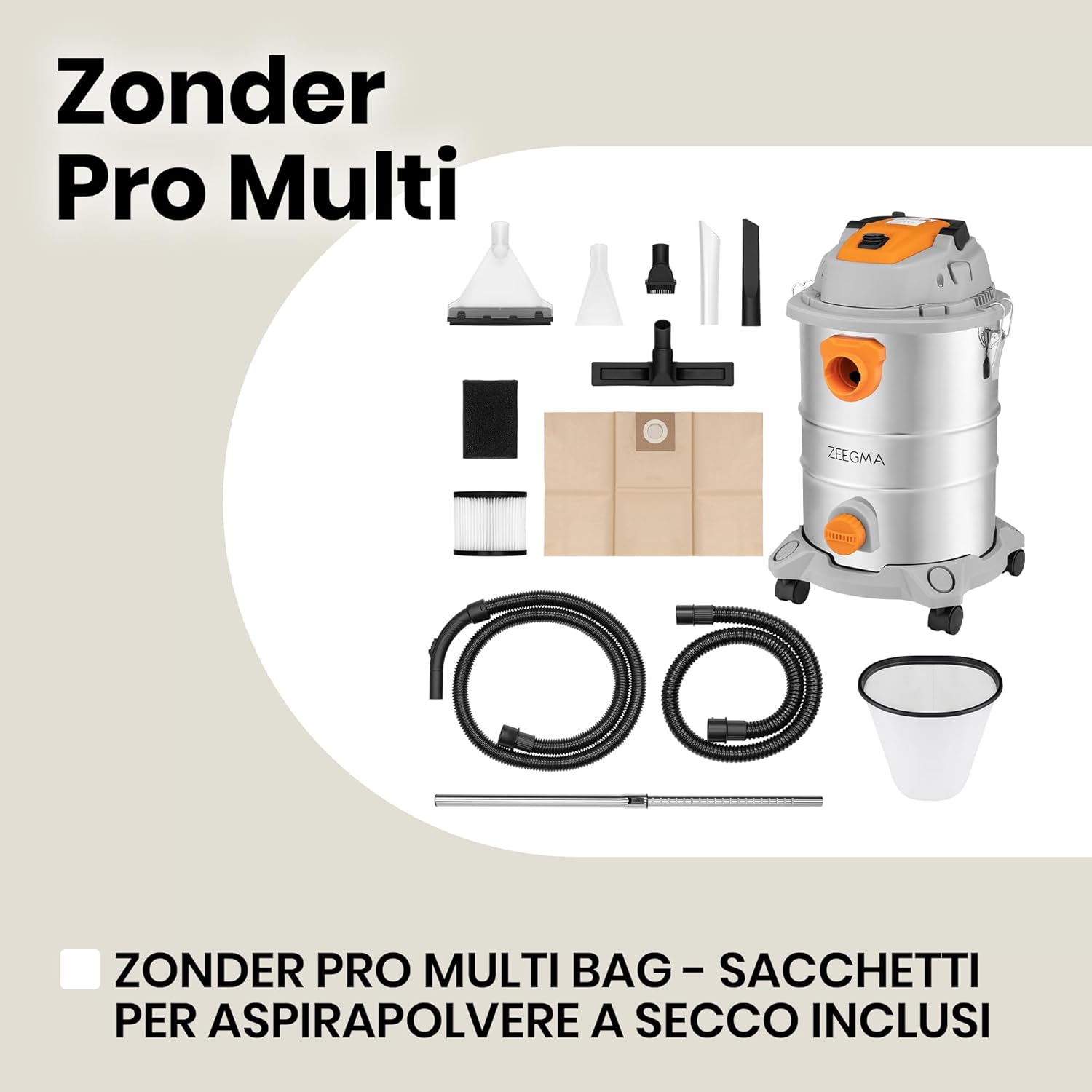 Zeegma ZONDER PRO MULTI Aspiratore Solidi e Liquidi 1600W - immagine 7