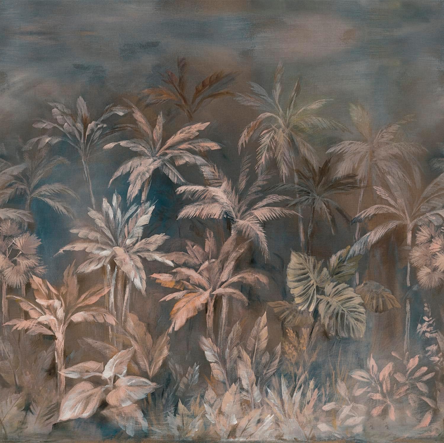 Rasch Carta da Parati 364385 - Non Tessuto Palme Effetto Acquerello