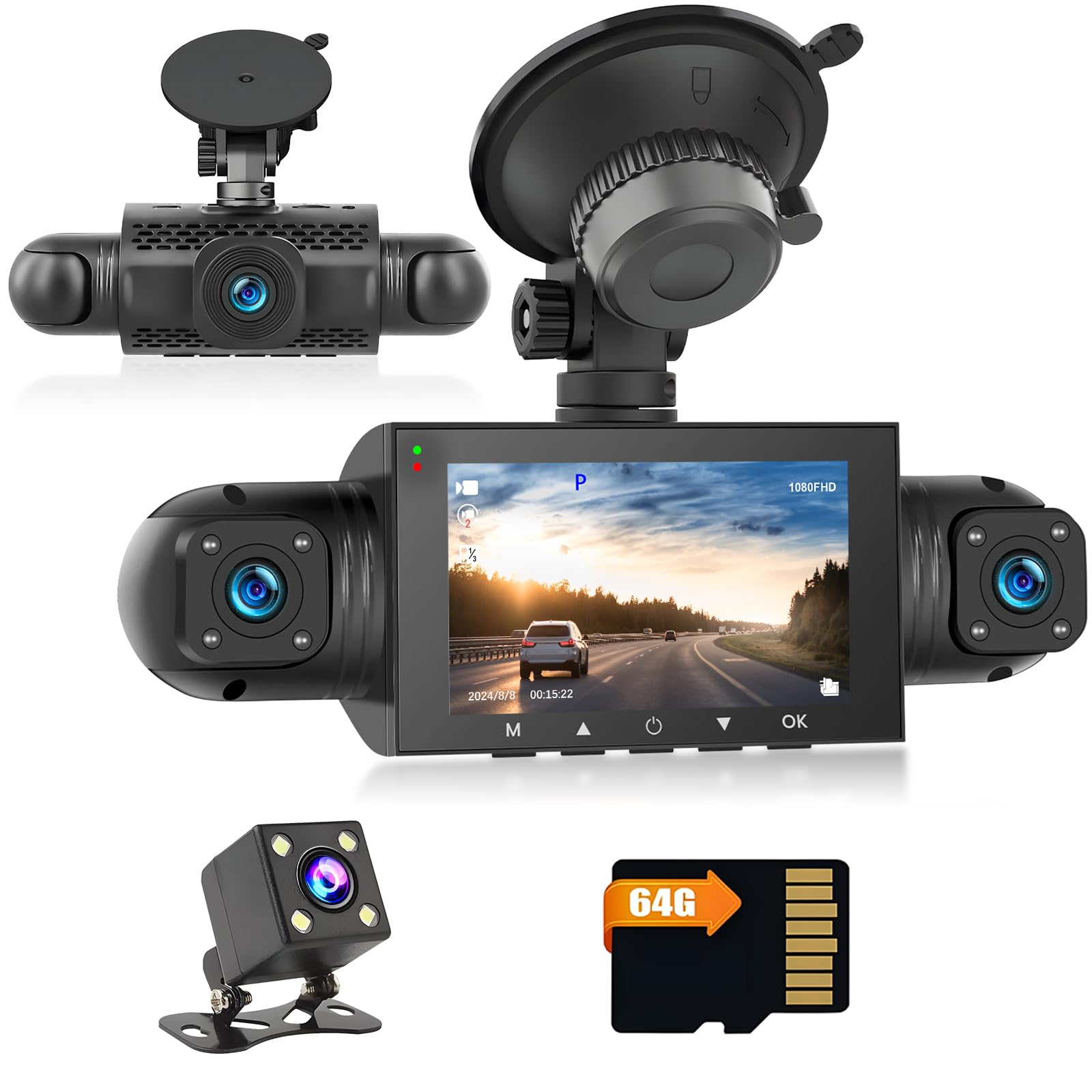 Hikity DVR 1080P Dashcam per Android Autoradio con TF 64G
