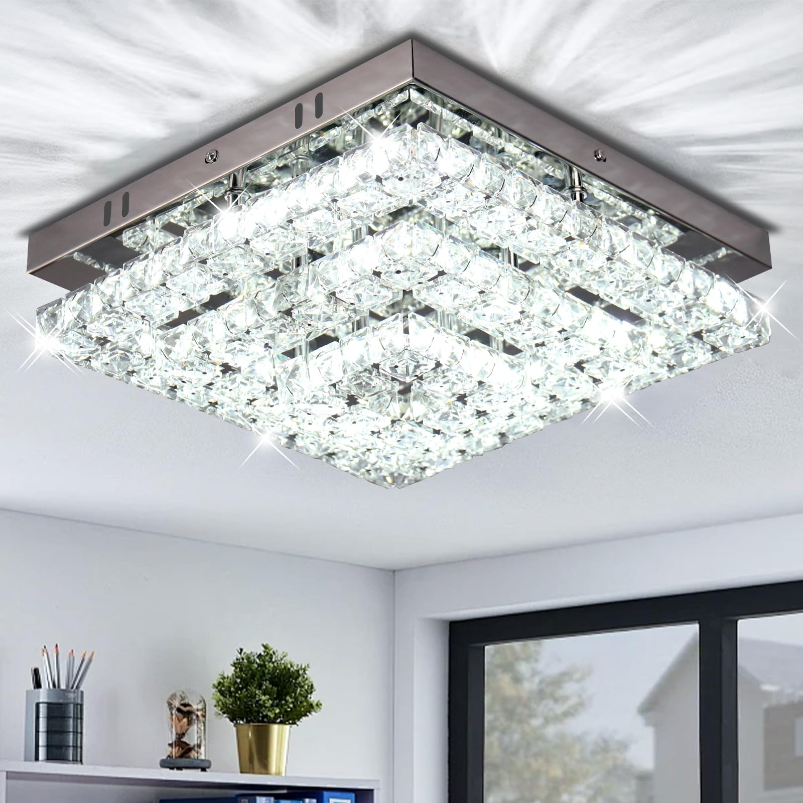 Cainjiazh Lampadario di Cristallo LED 11.8”