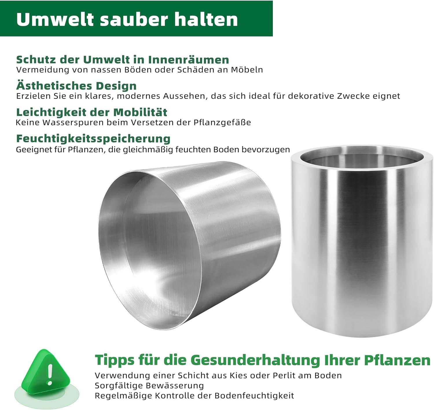 LONGRUN Vaso Cilindrico in Acciaio Inox 25cm - immagine 4