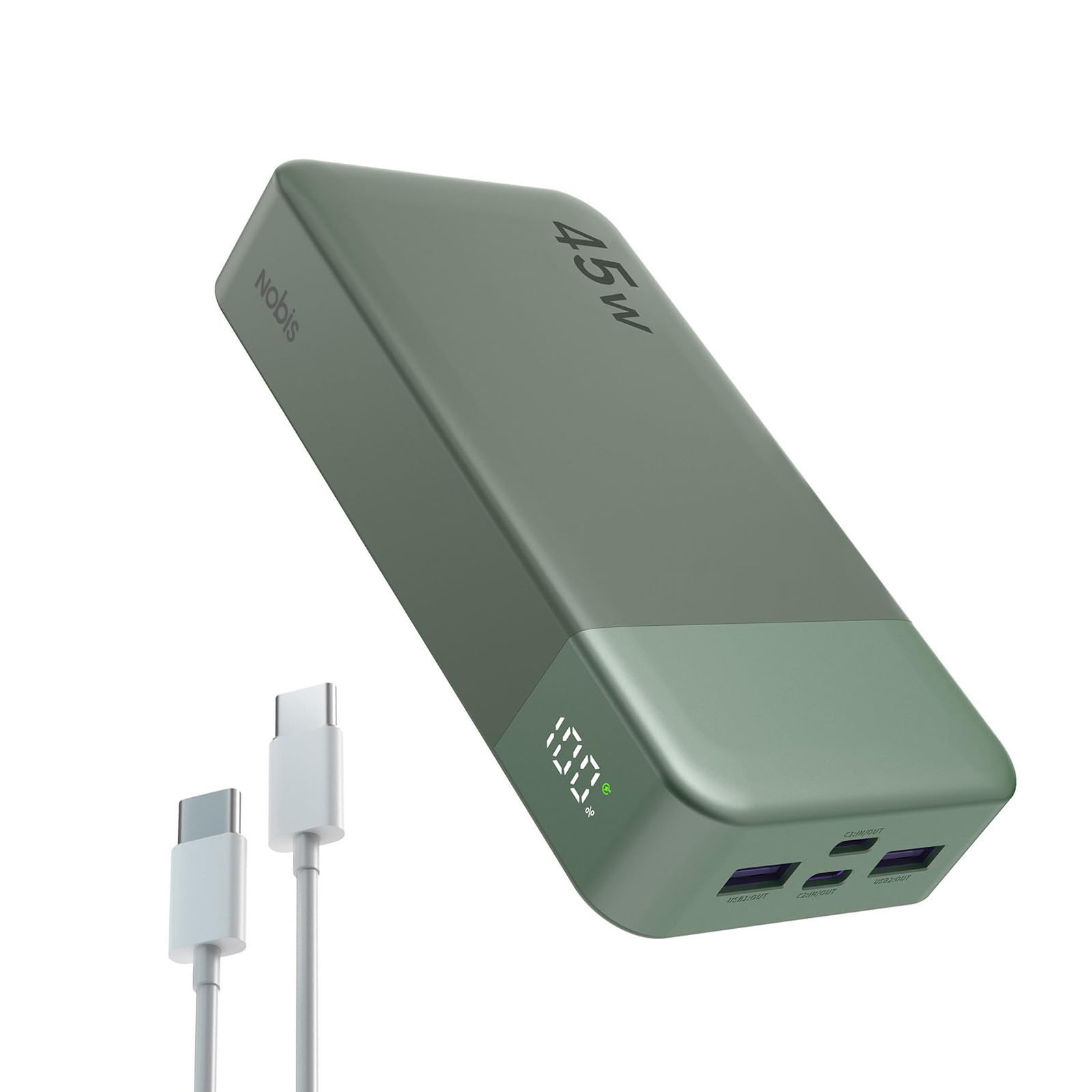 Nobis Power Bank 20000mAh 45W Fast Charging, Verde