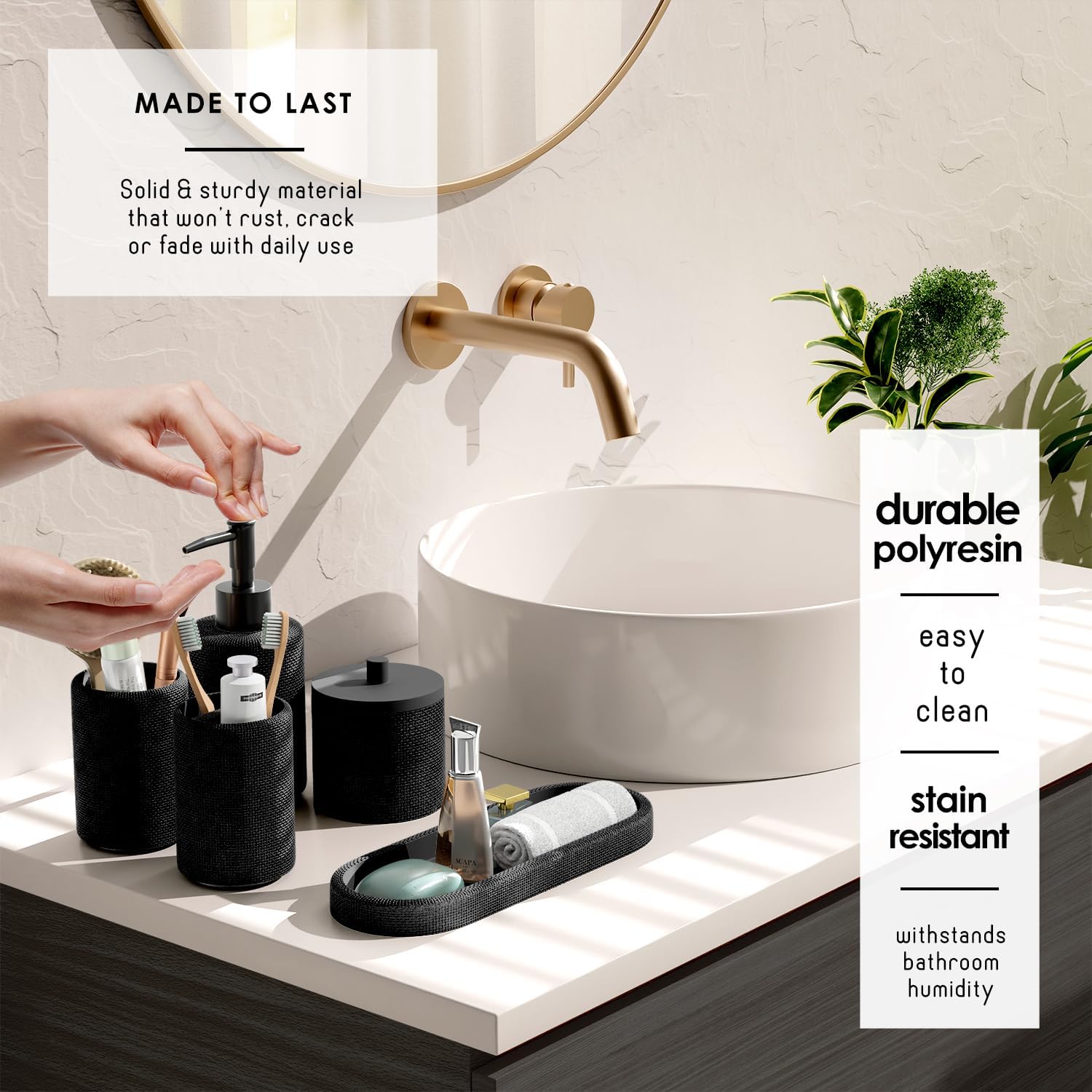 Clara Clark Set da Bagno Nero 21 Pezzi - immagine 3