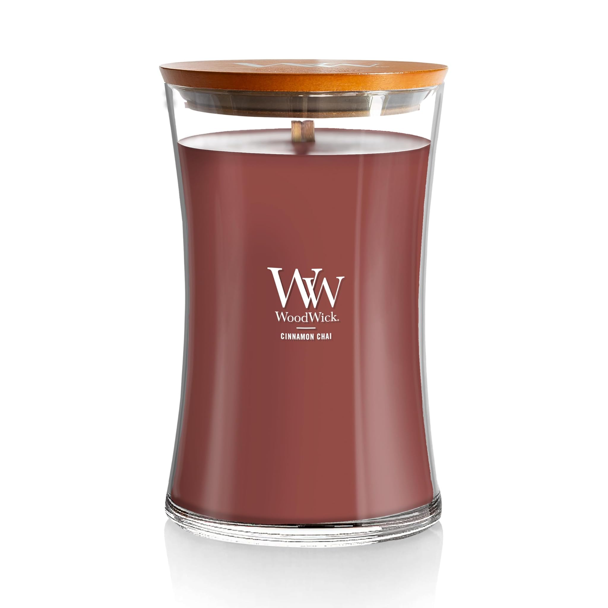 Woodwick Hourglass Candela Profumata Grande - Chai Cannella