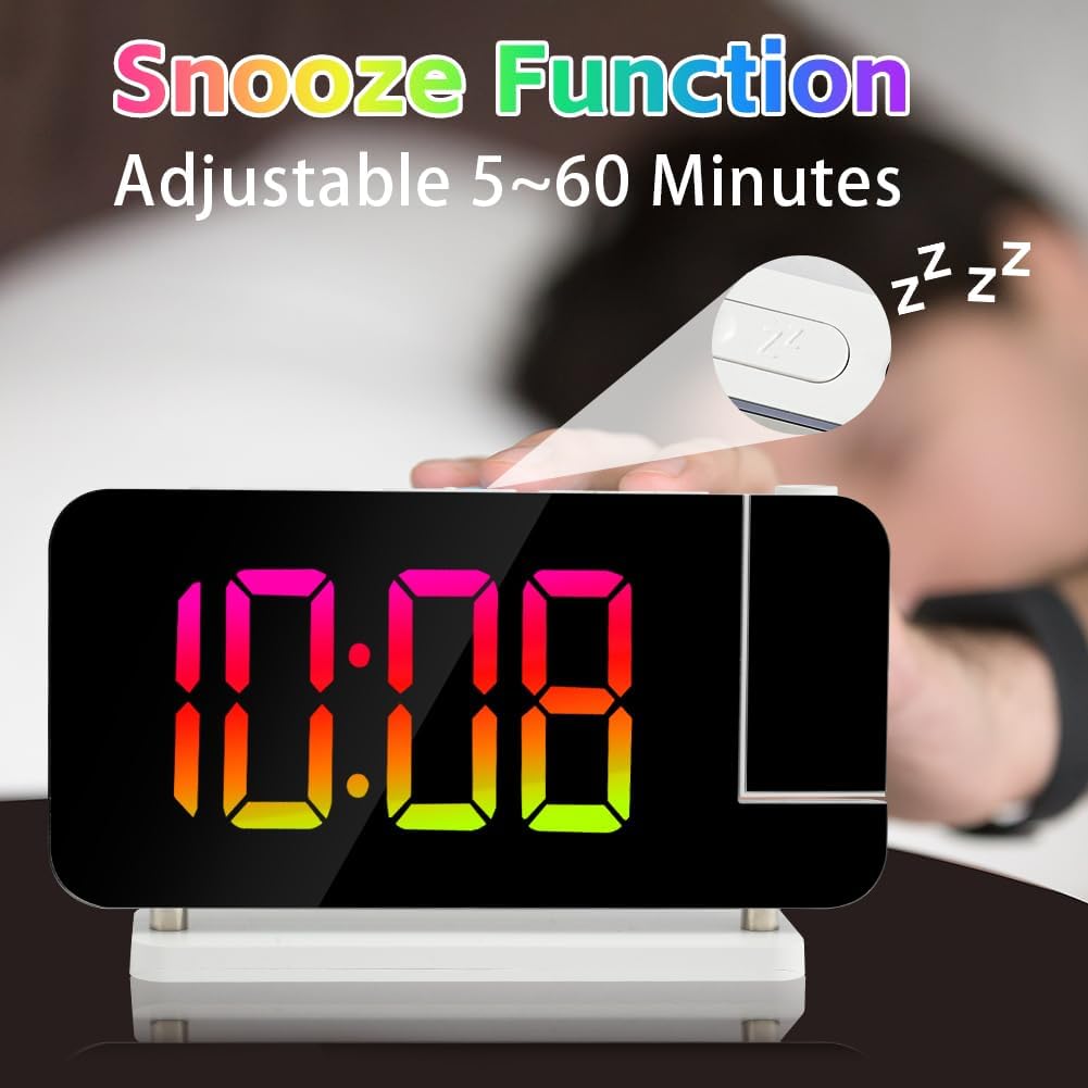 Sveglia con Proiezione e Schermo LED, Porta USB-C - immagine 7