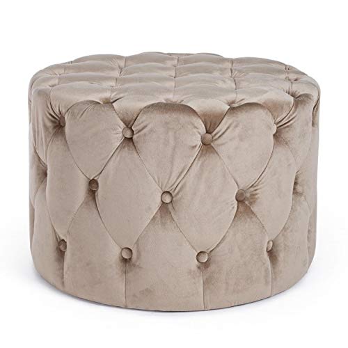 KONTE.DESIGN Pouf LORELLA, tessuto effetto velluto Tortora