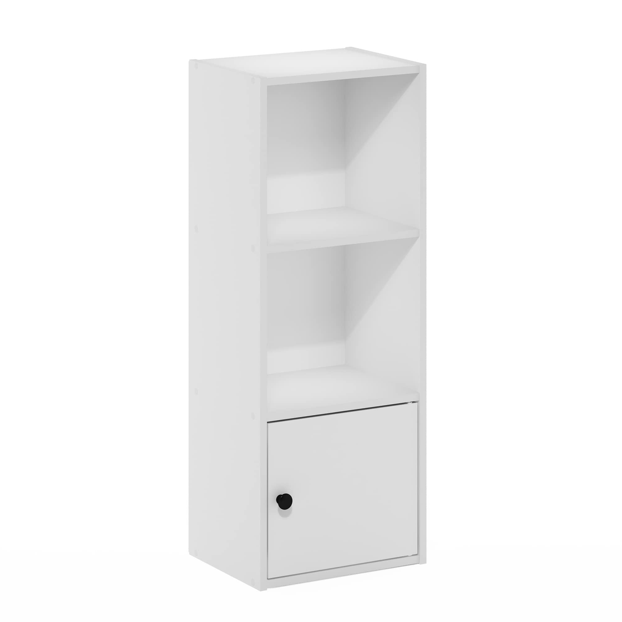 Furinno Luder Libreria a 3 ripiani con armadietto a 1 anta, Bianco