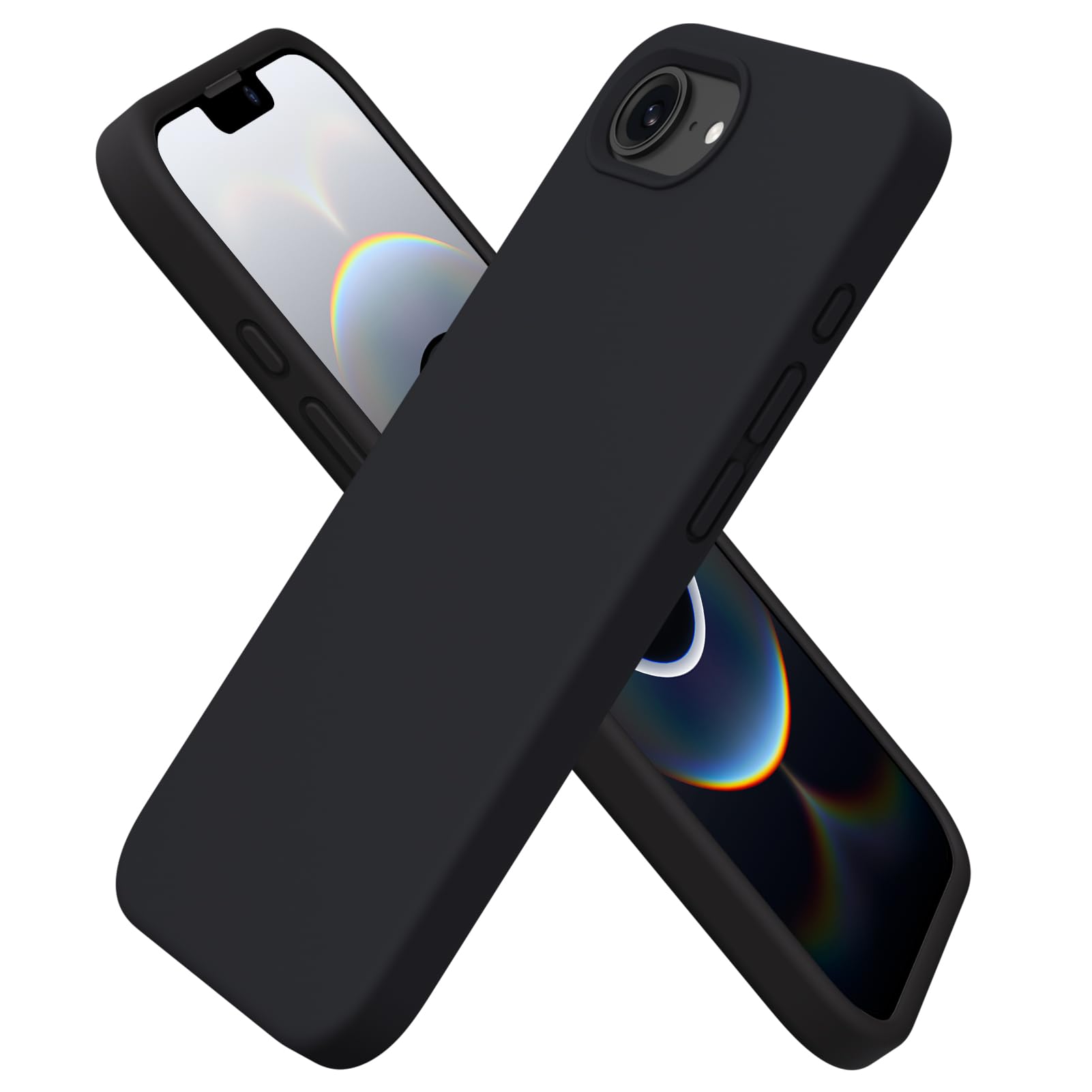 Ornarto Cover per iPhone 16e (2025) Silicone 6.1 Pollici, Nero