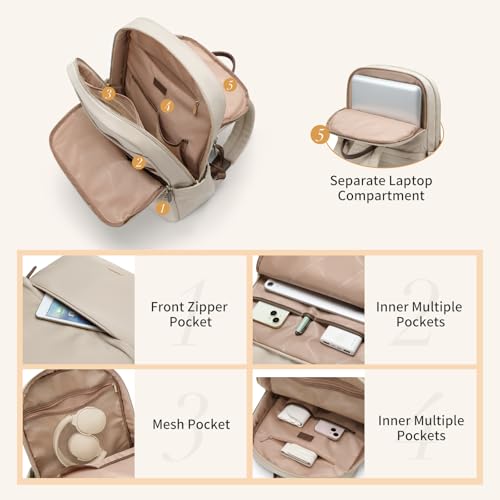 GOLF SUPAGS Zaino Donna Casual Notebook 14 Pollici, Albicocca - immagine 2