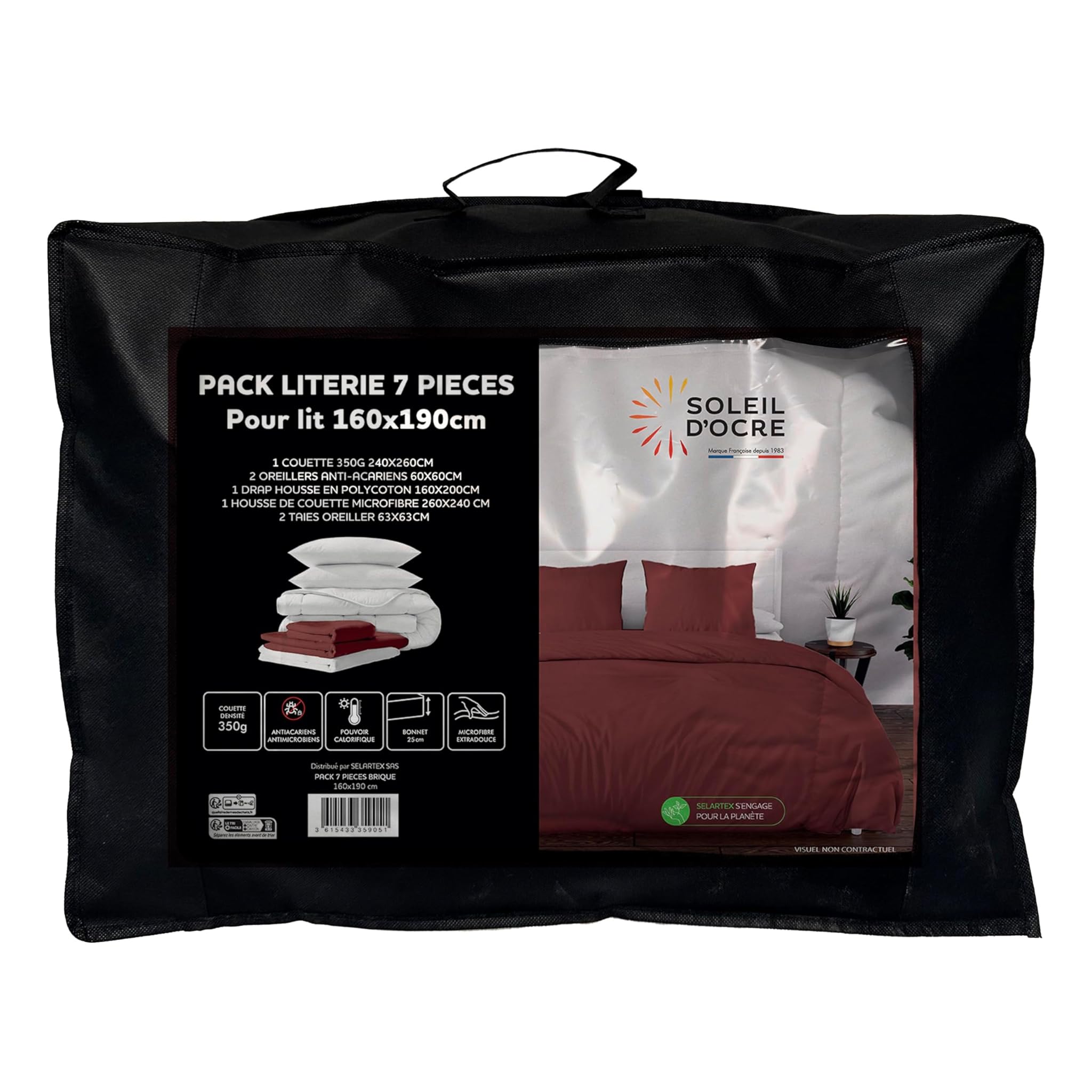 Soleil d’Ocre Boheme - Parure da letto 7 pezzi, rosso mattone