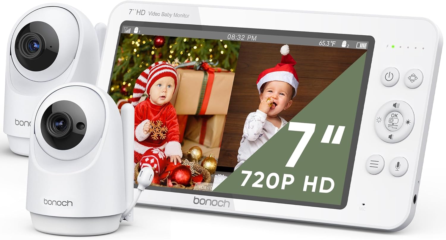 Bonoch Babyphone 7 Pollici con 2 Telecamere 720p - immagine 1