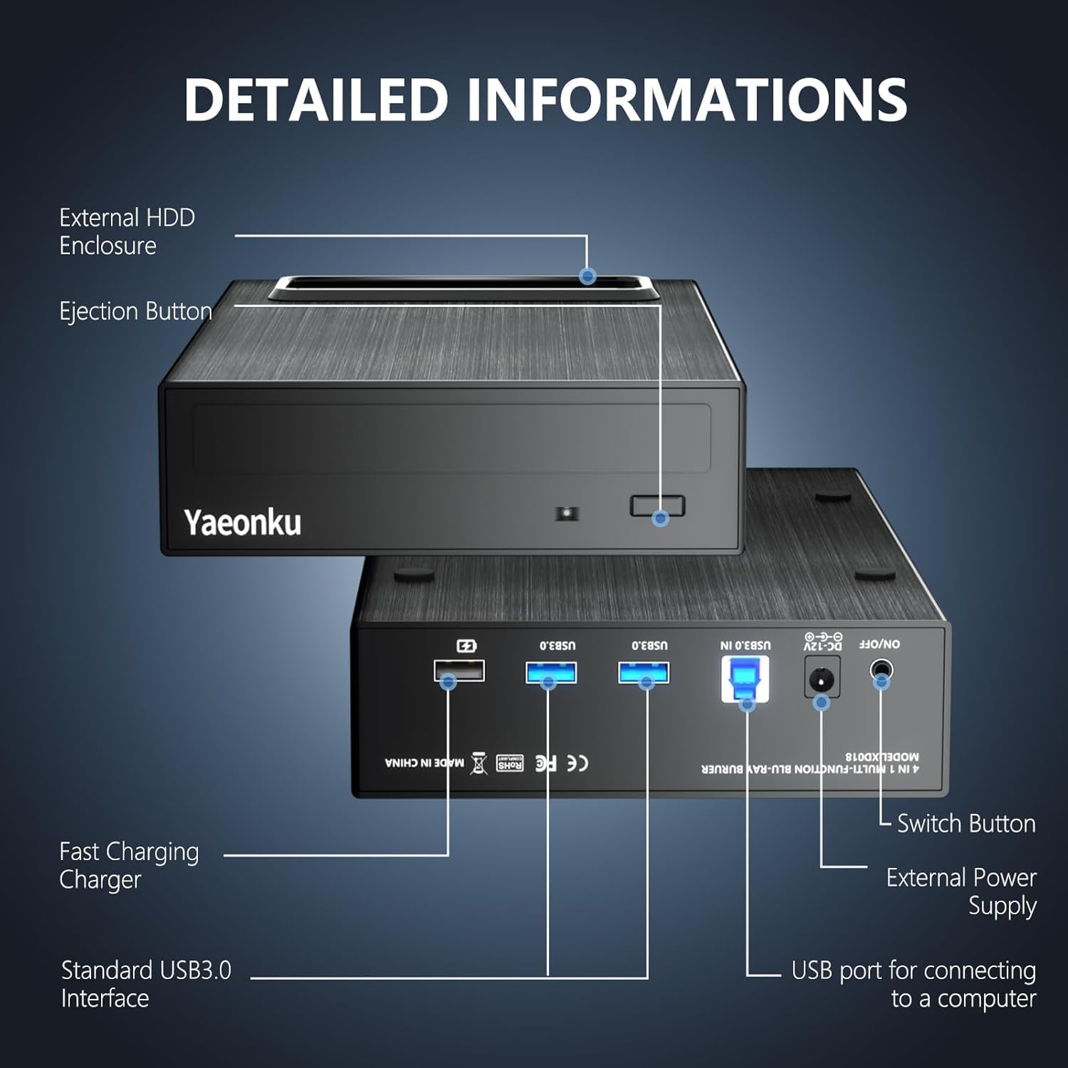 Unità Esterna Blu-Ray 4 in 1 USB 3.0 e Tipo C - immagine 6