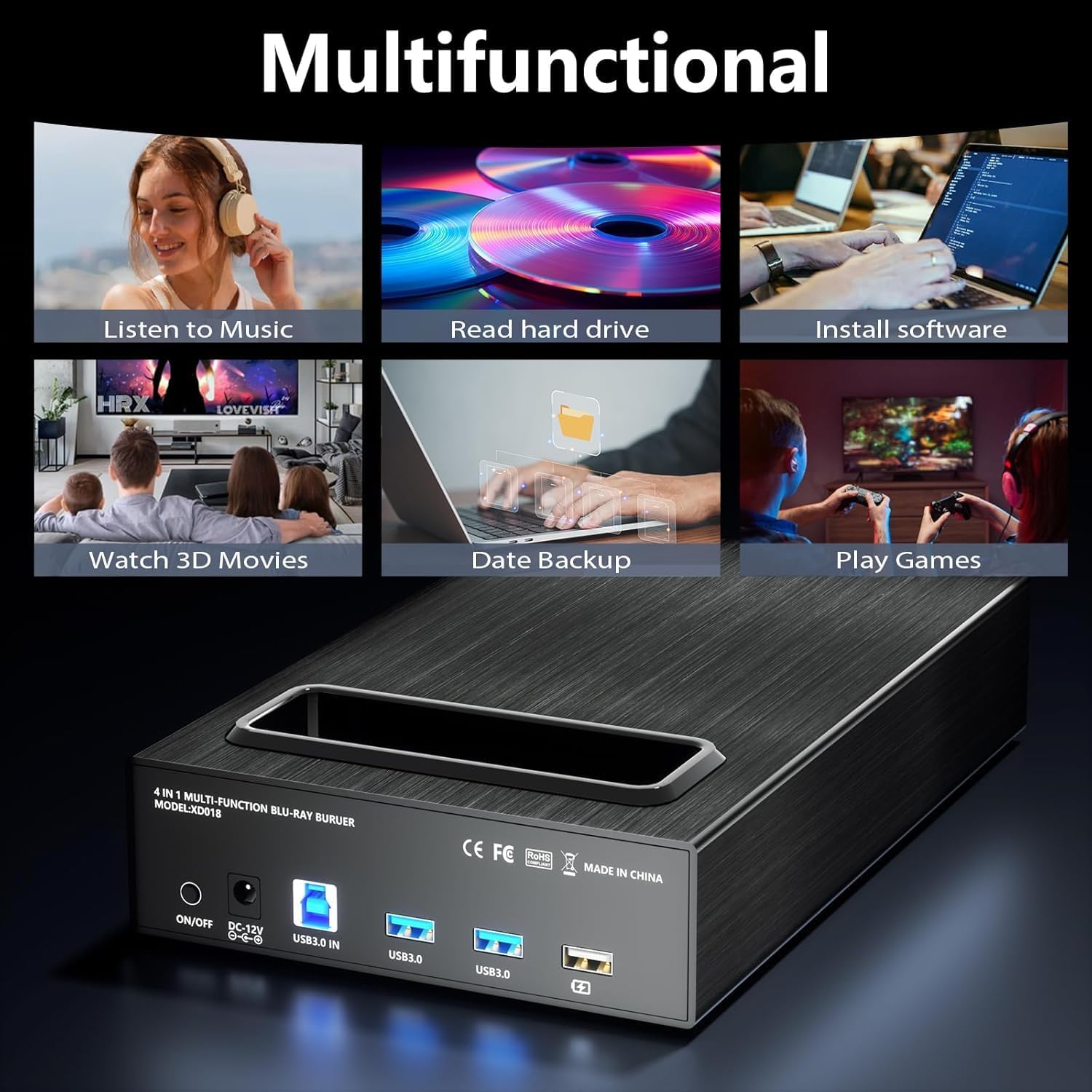 Unità Esterna Blu-Ray 4 in 1 USB 3.0 e Tipo C - immagine 7