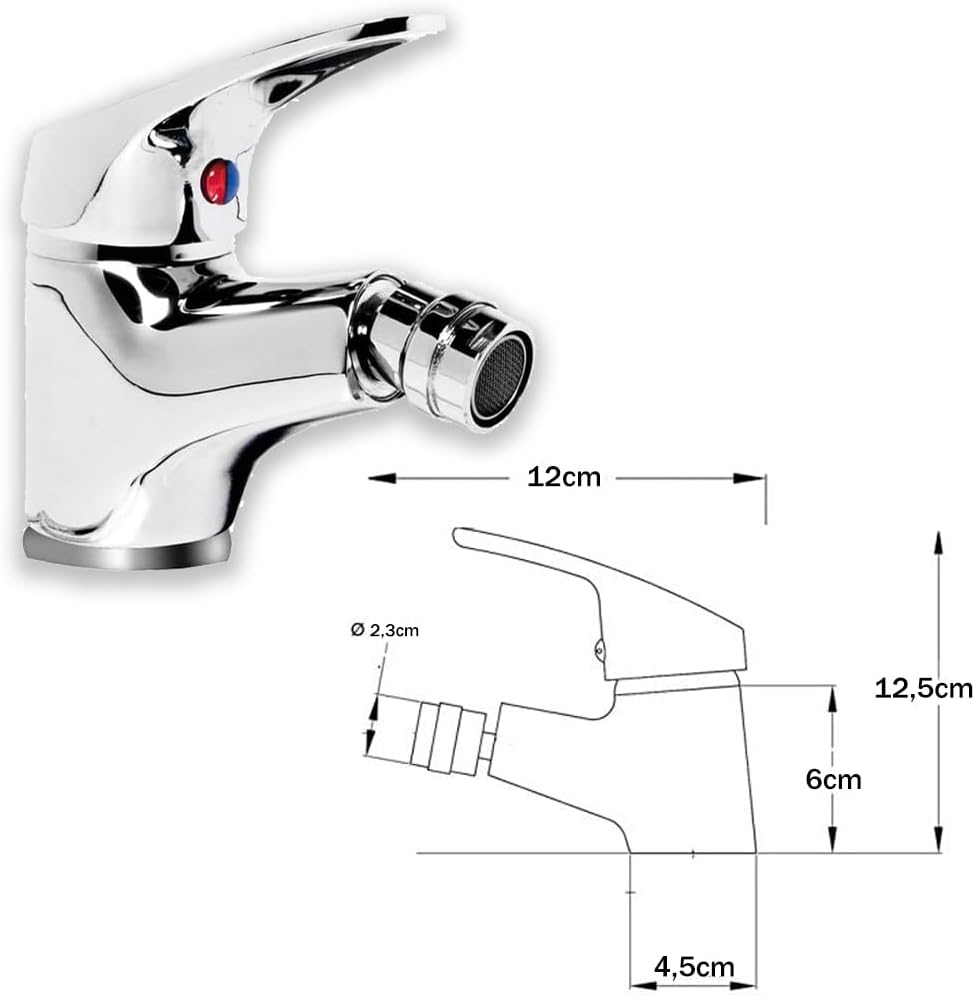 Kit 2 Rubinetti Bagno Lavabo e Bidet Ottone Cromato - immagine 4