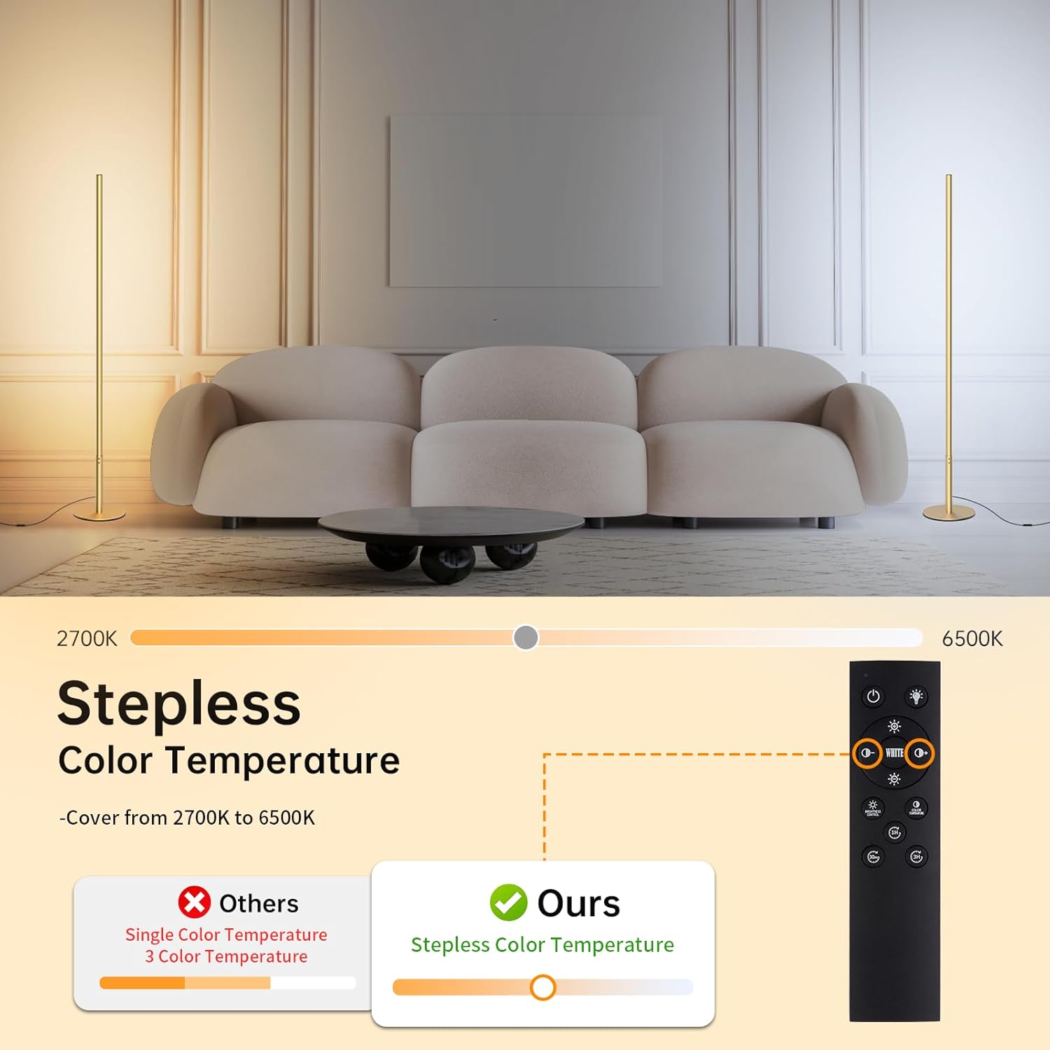 Hzitcigm Lampada da Terra LED Dimmerabile con Telecomando - immagine 2