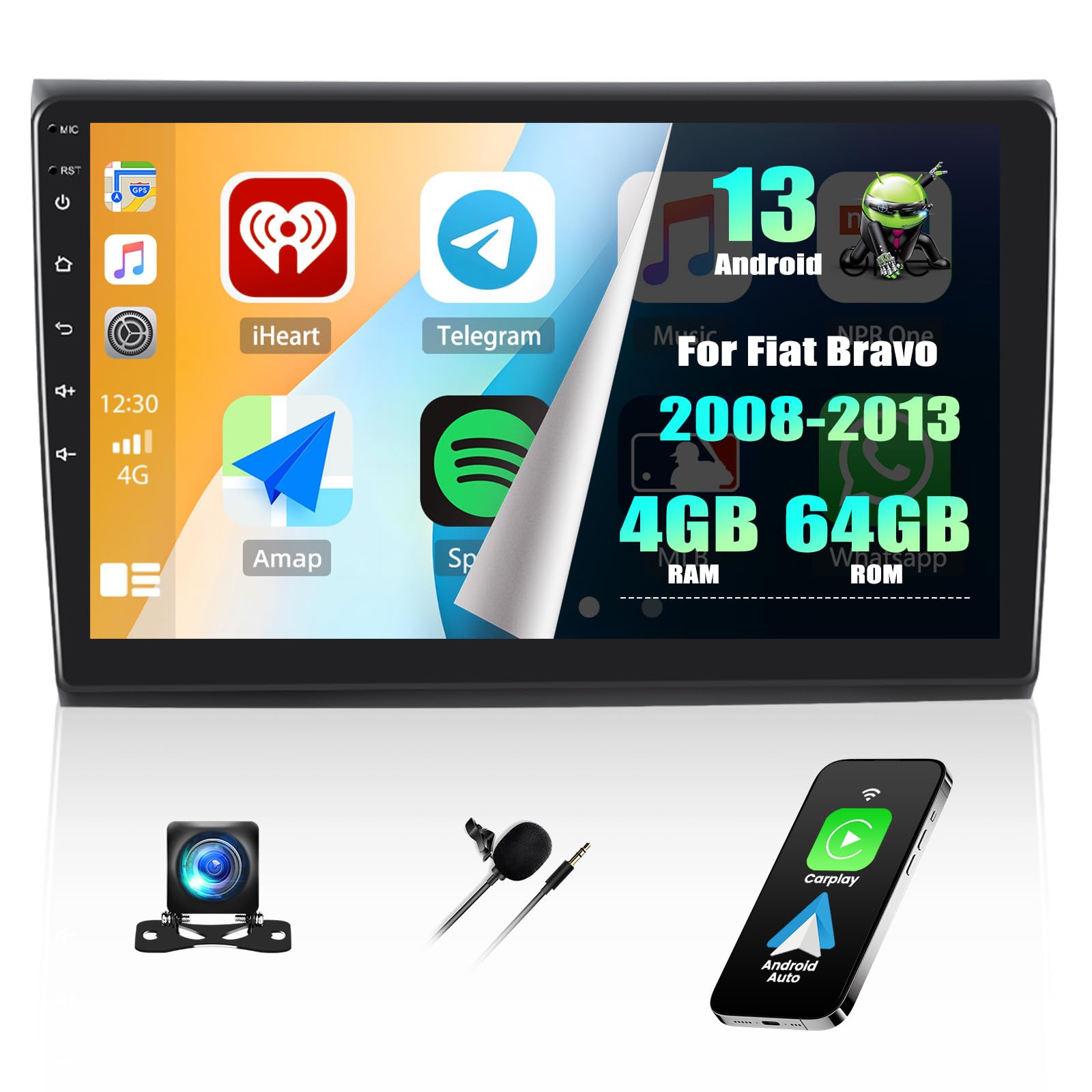 Autoradio Android 13 per Fiat Bravo 2008-2013 9 Pollici