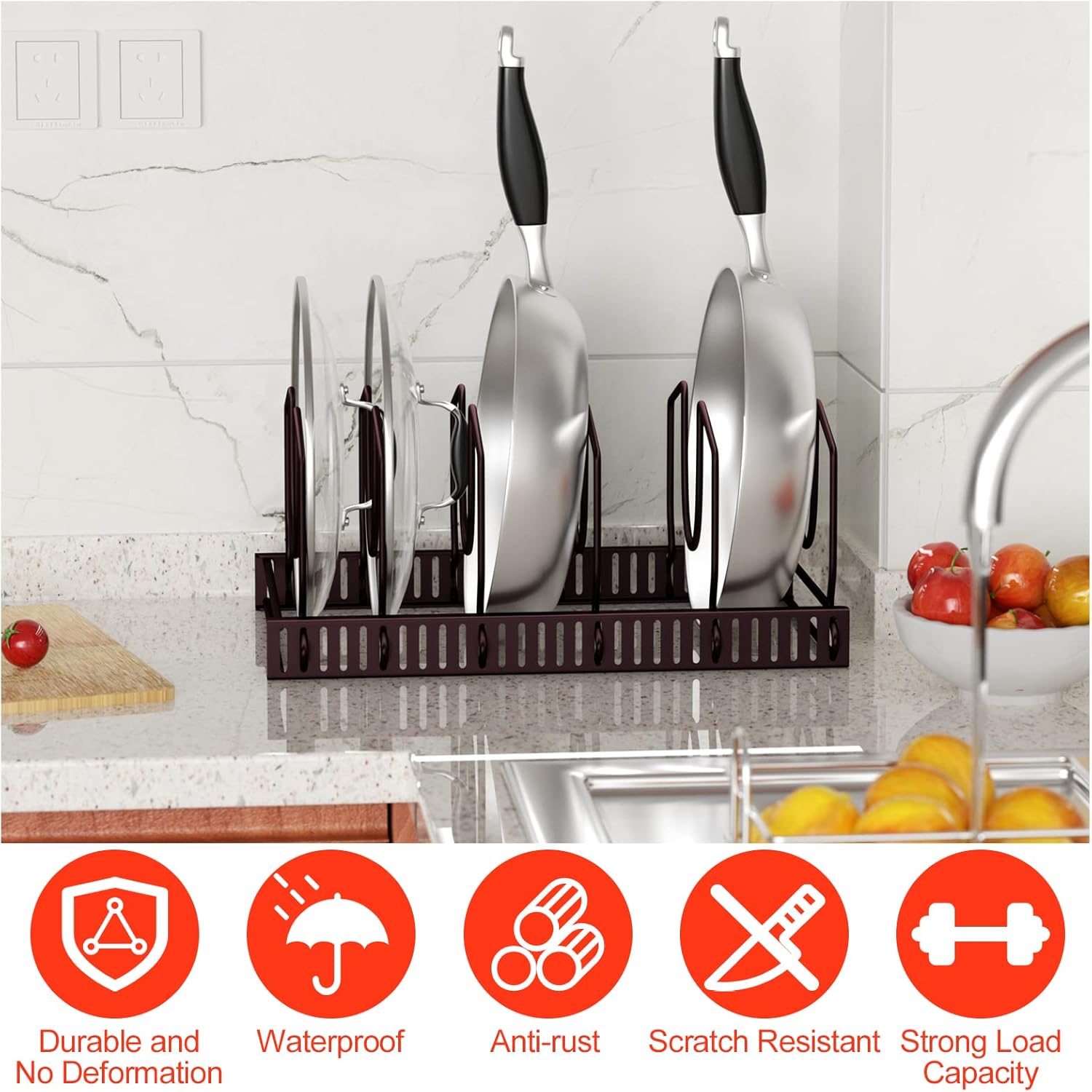 Fousenuk Porta Coperchi e Padelle Regolabile - Bronzo - immagine 3