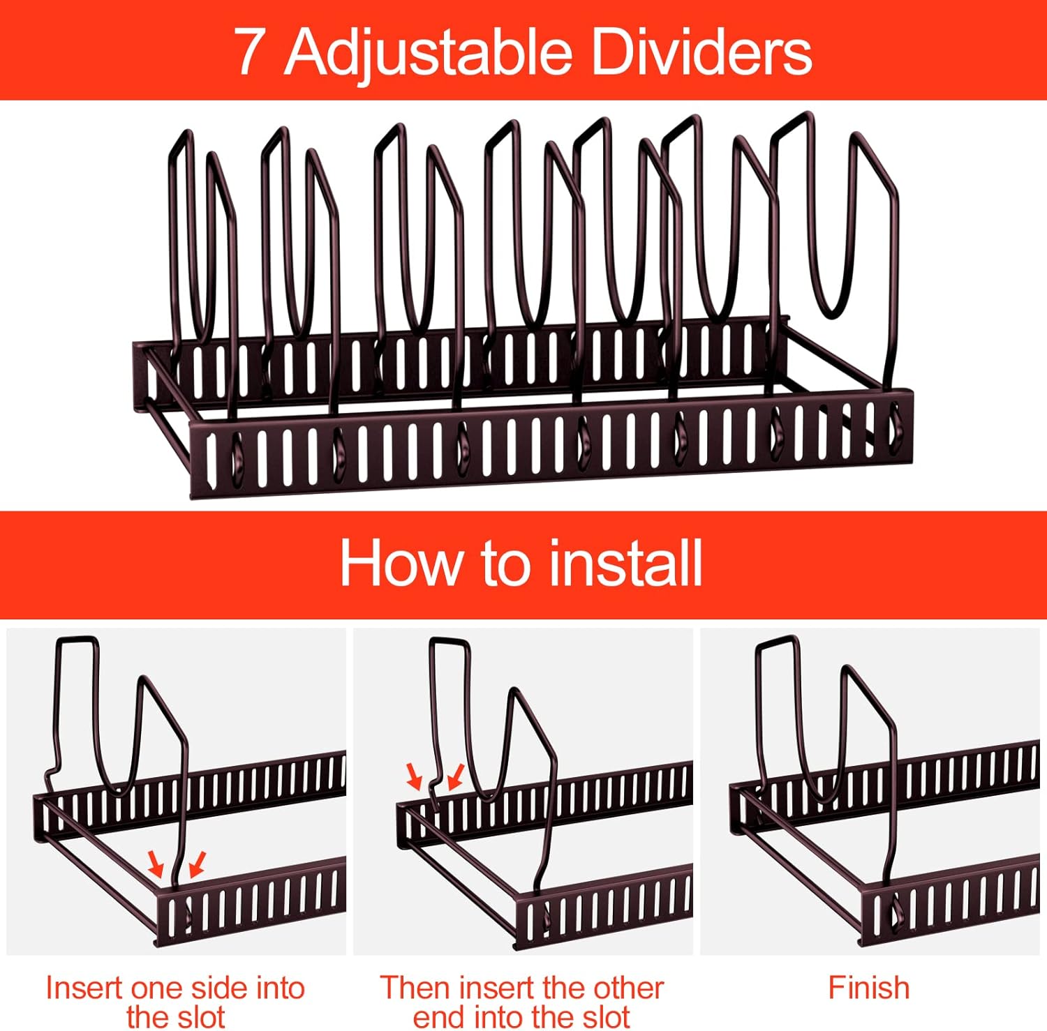 Fousenuk Porta Coperchi e Padelle Regolabile - Bronzo - immagine 5