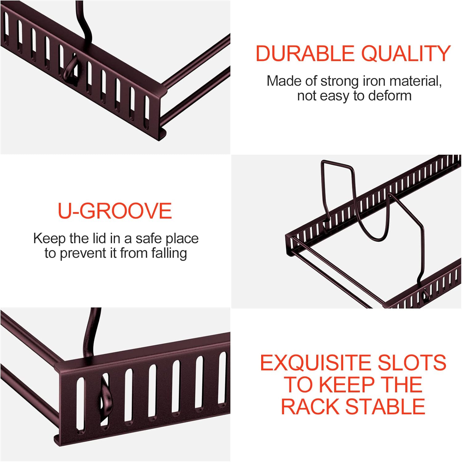 Fousenuk Porta Coperchi e Padelle Regolabile - Bronzo - immagine 6