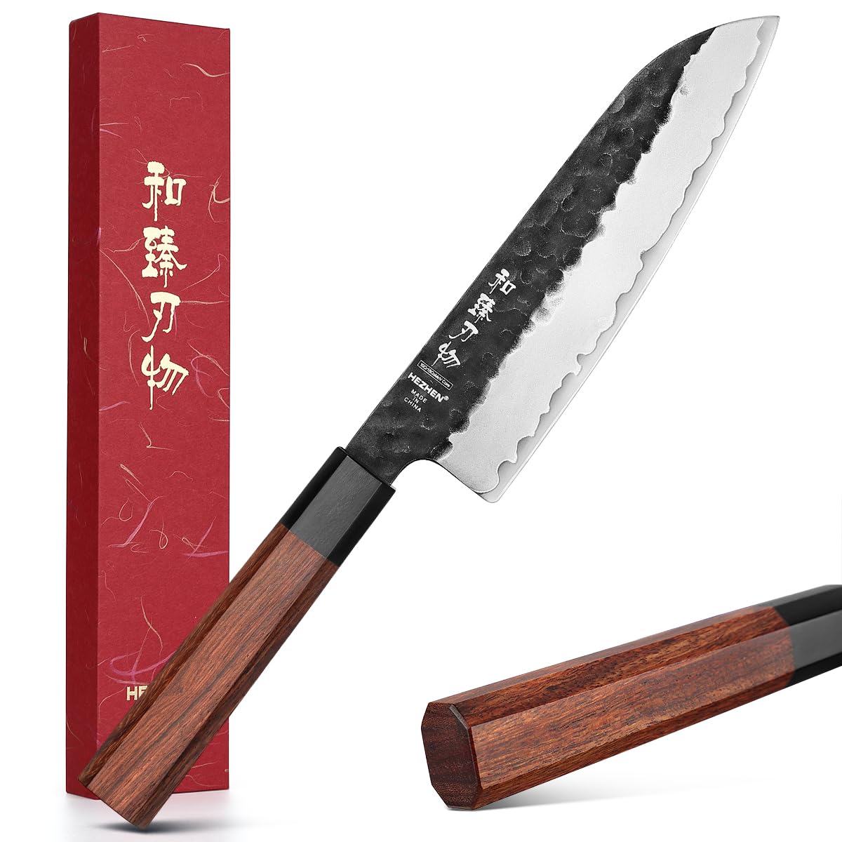 Hezhen Coltello Santoku 18,5cm Acciaio Rivestito