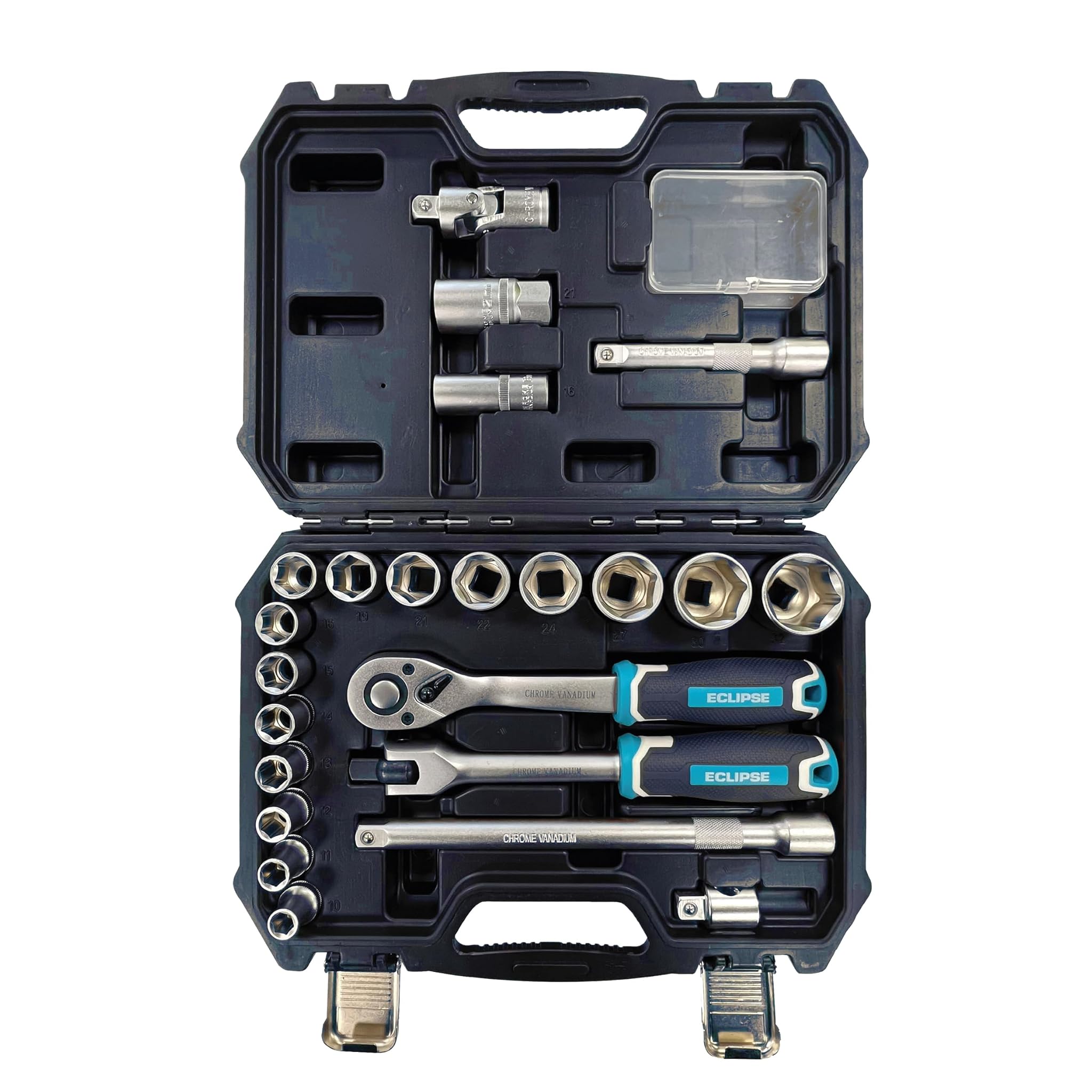 ECLIPSE Professional Tools ESS24PSM – Set di Bussole con Attacco Quadrato da ½, 24 Pezzi (Metrici)