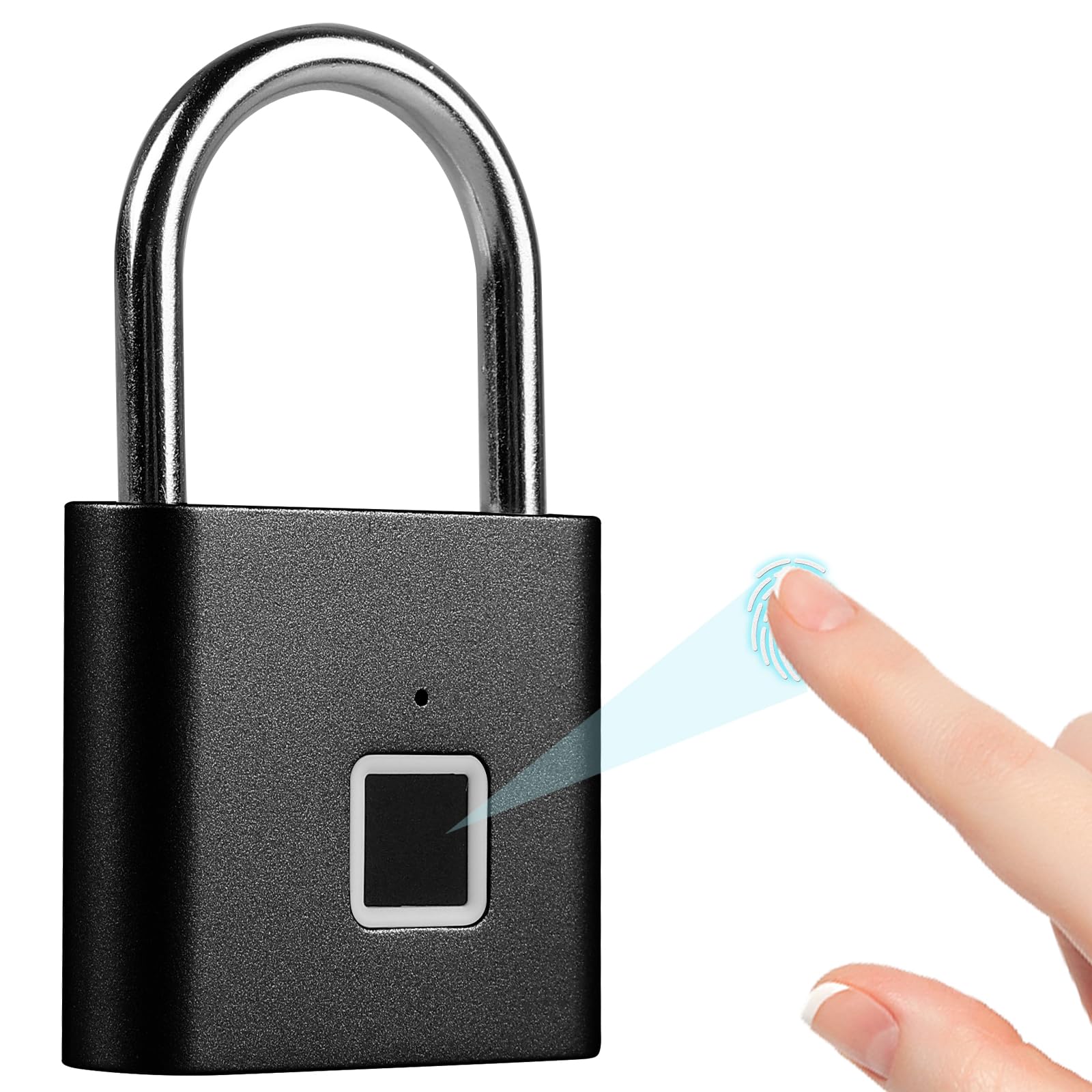 Lucchetto con impronte digitali, resistente alle intemperie, ricarica USB, per palestra, bagagli, magazzini, armadietti (nero)