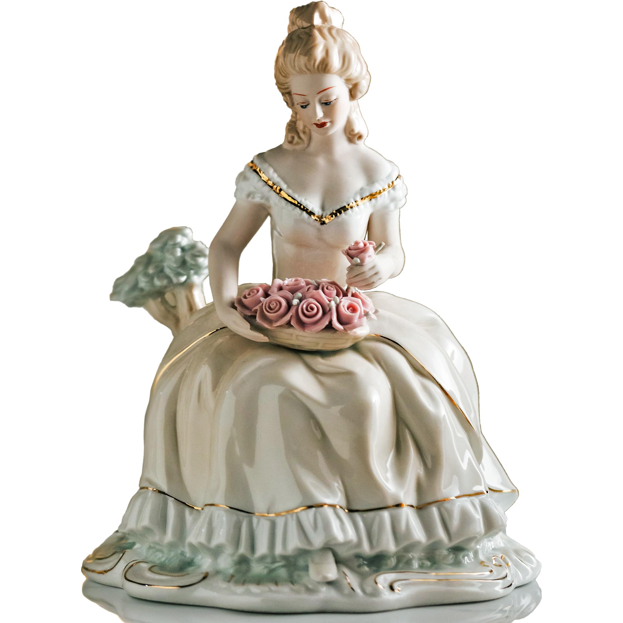 MTME Statuetta Porcellana Signora con Fiori