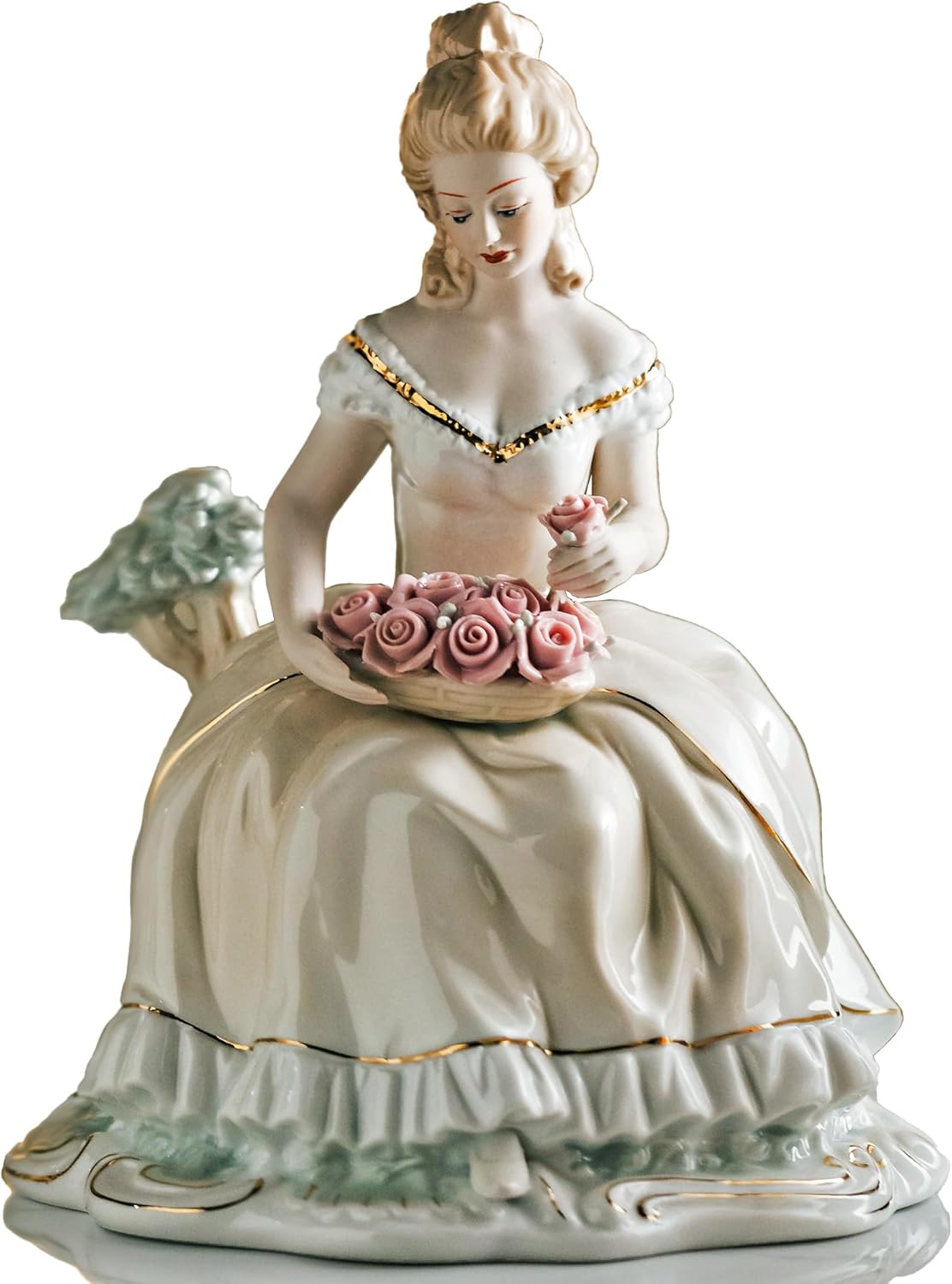 MTME Statuetta Porcellana Signora con Fiori - immagine 1