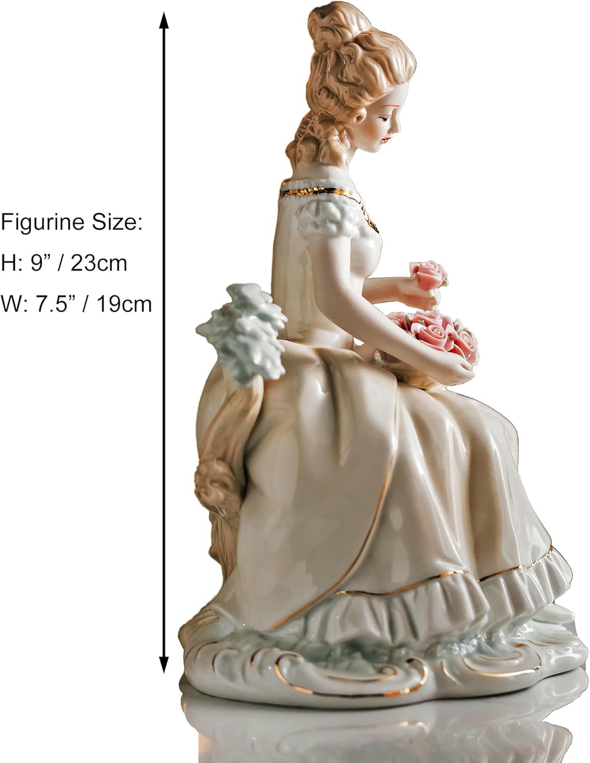 MTME Statuetta Porcellana Signora con Fiori - immagine 4
