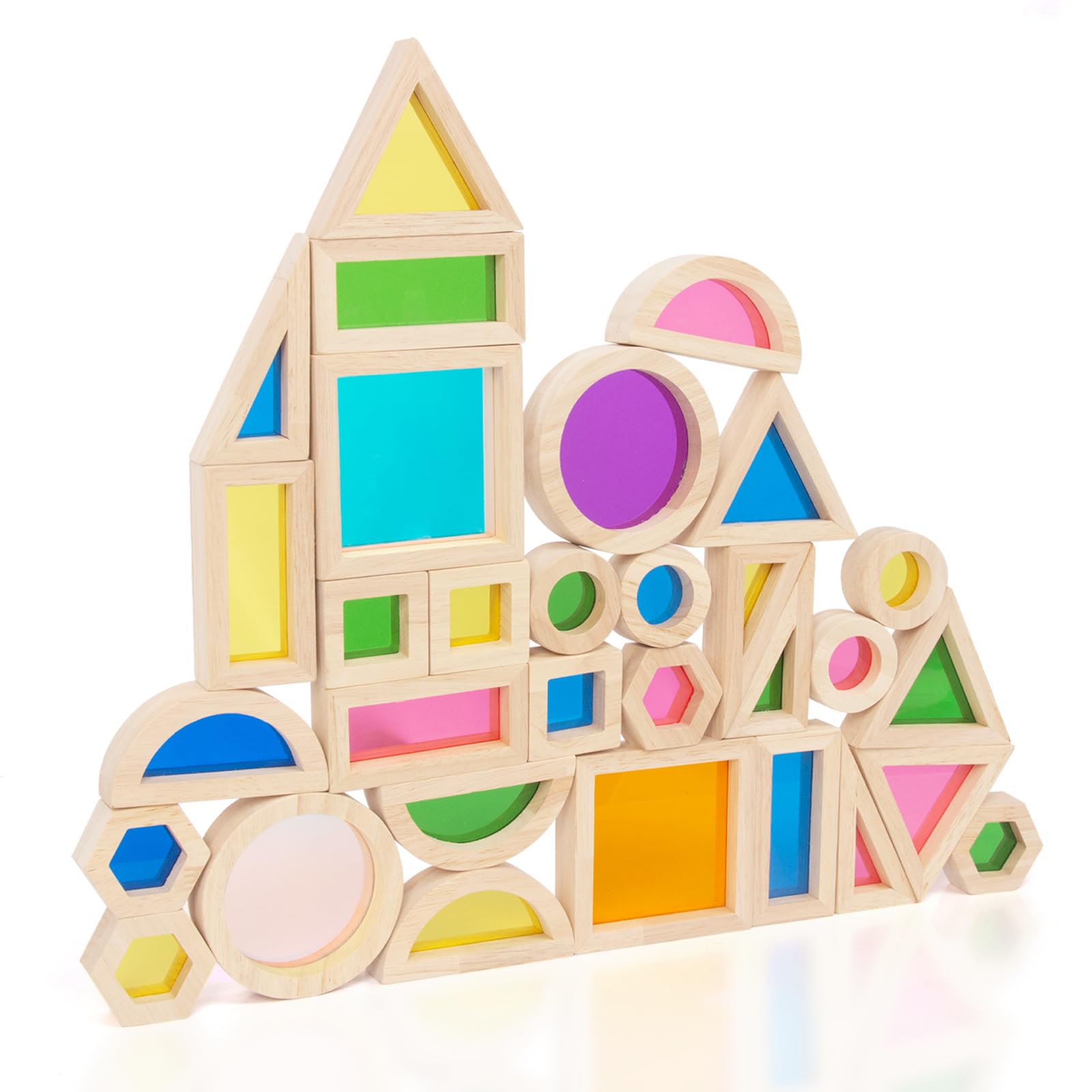 Woodenfun Montessori - 32 Blocchi Luce Arcobaleno