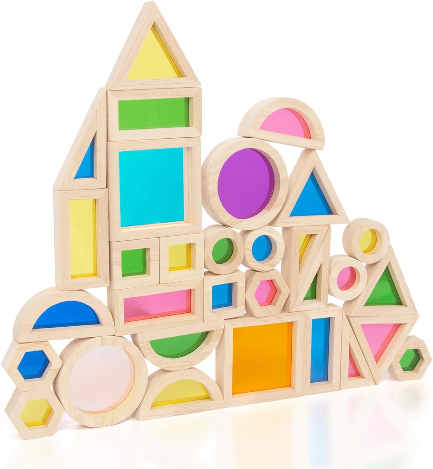 Woodenfun Montessori - 32 Blocchi Luce Arcobaleno - immagine 1