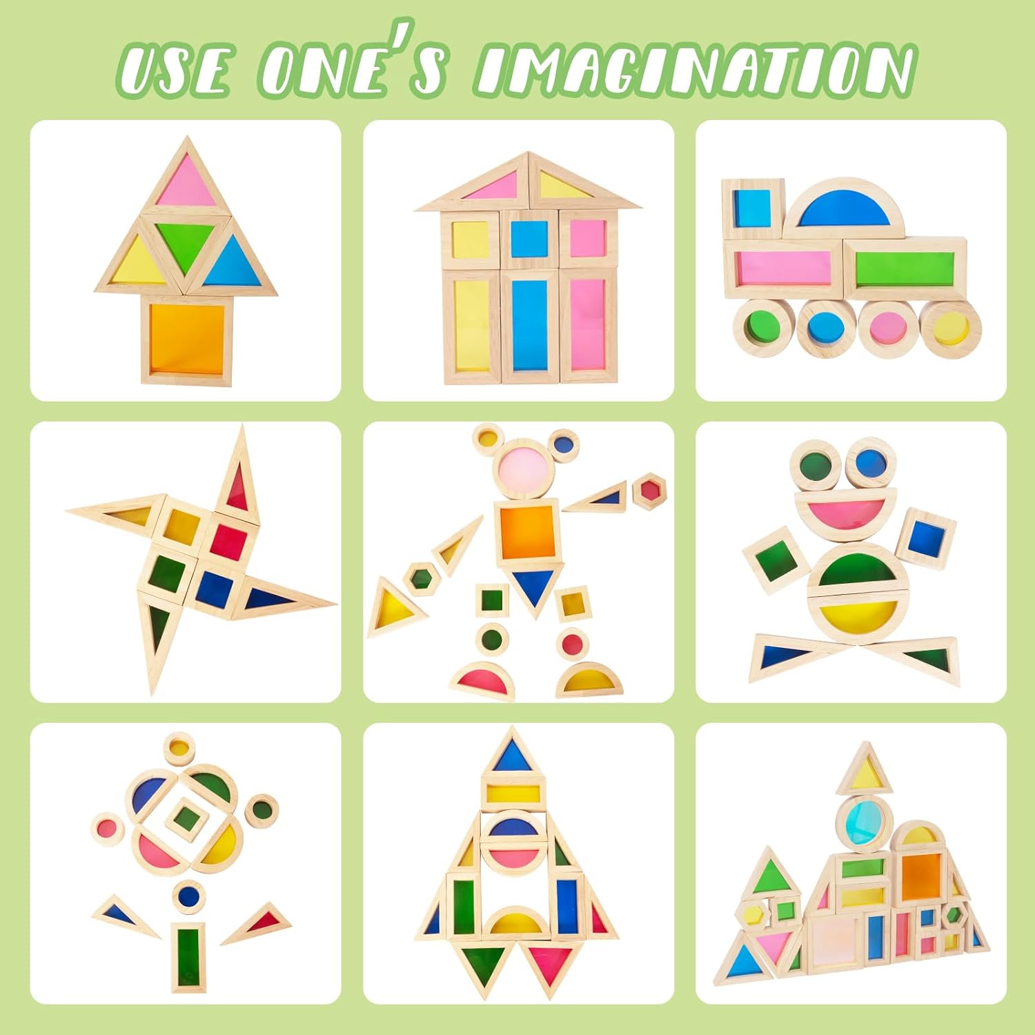 Woodenfun Montessori - 32 Blocchi Luce Arcobaleno - immagine 4