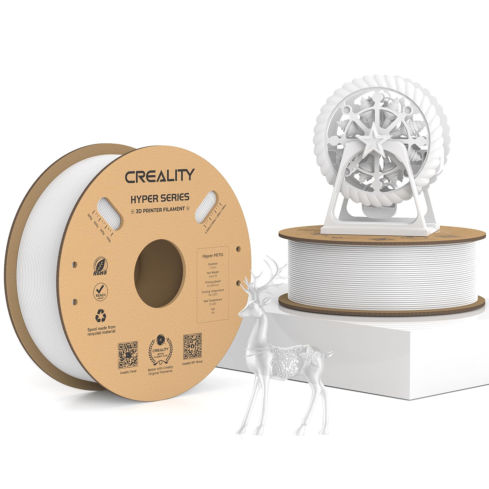 Creality Hyper PETG Filamento 1.75mm, Bianco 2kg
