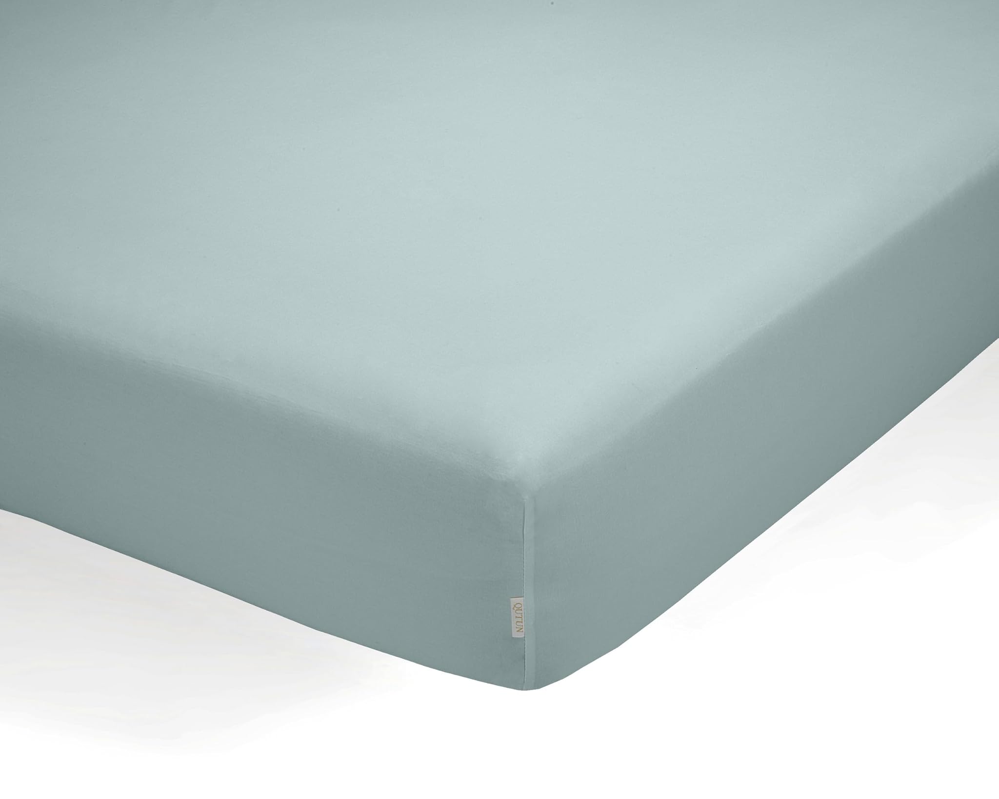 Sábana bajera ajustable de algodón orgánico color hielo. Cama de 180 cm.